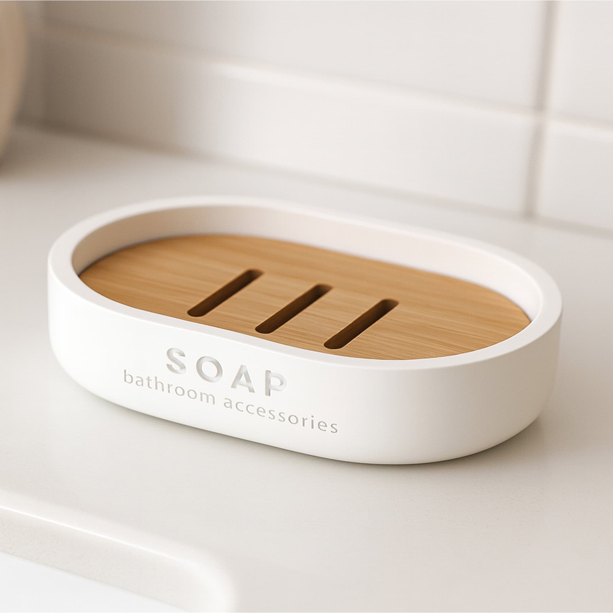 evideco-bathroom-accessories-porte-savon-blanc-mat-bambou-polyresine image 4