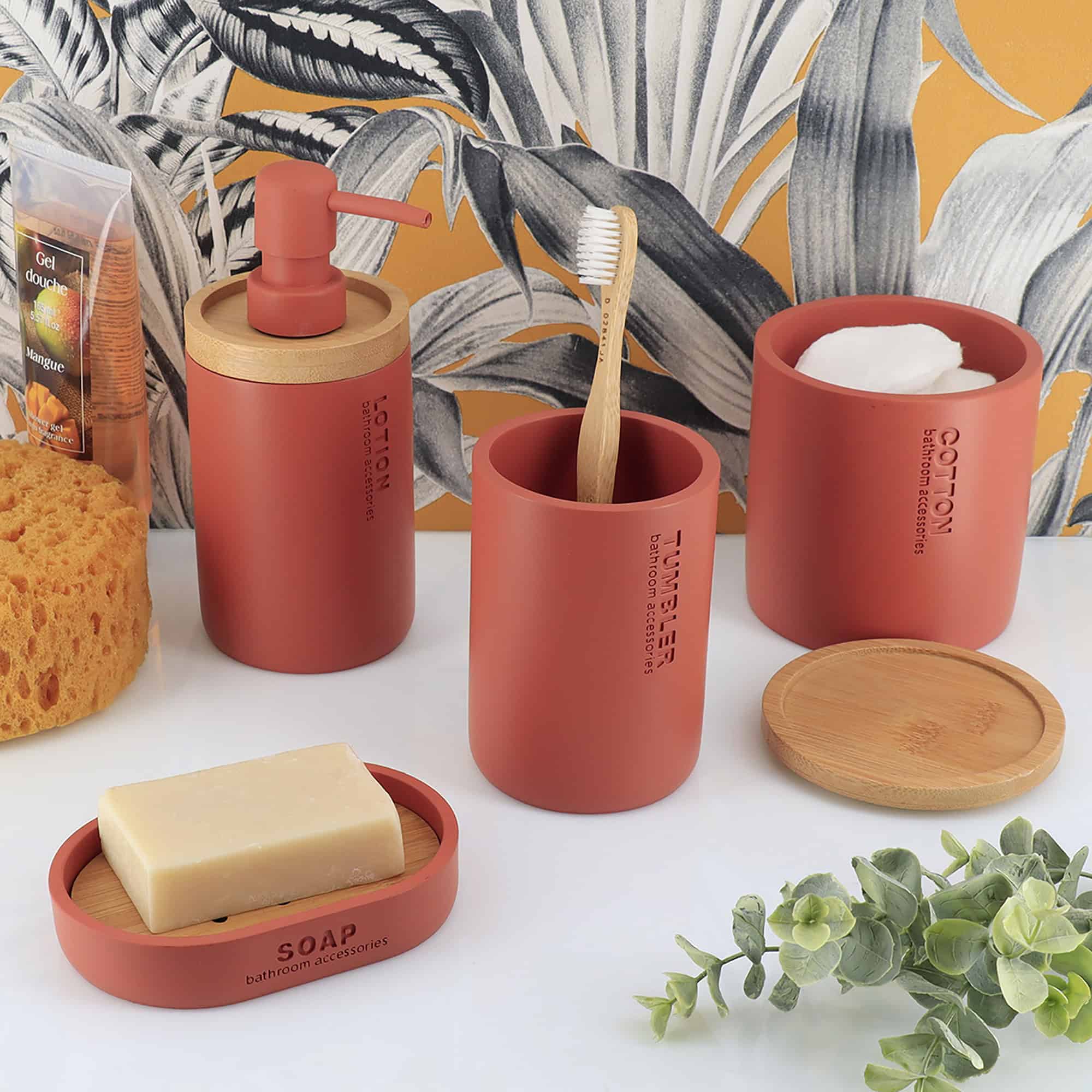 evideco-ensemble-accessoires-salle-de-bain-terracotta-6-pi-ces image 2