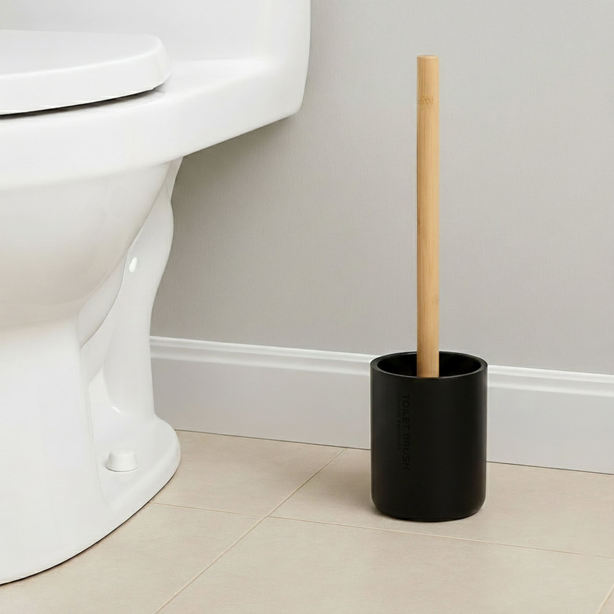 evideco-toilet-seats-brosse-wc-noire-mate-manche-bambou image 1