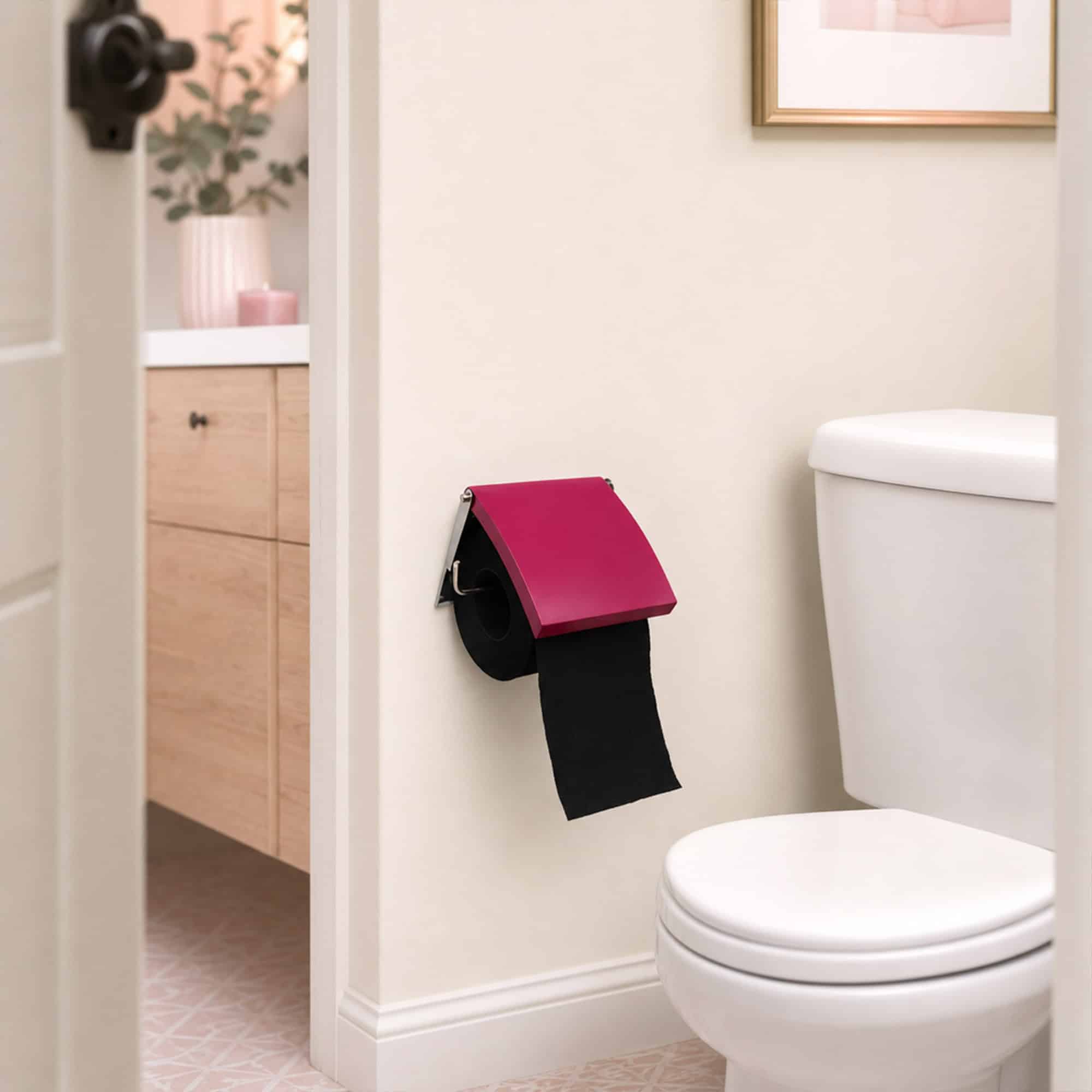 evideco-d-rouleur-papier-toilette-fuchsia-porte-rouleau-mural image 3