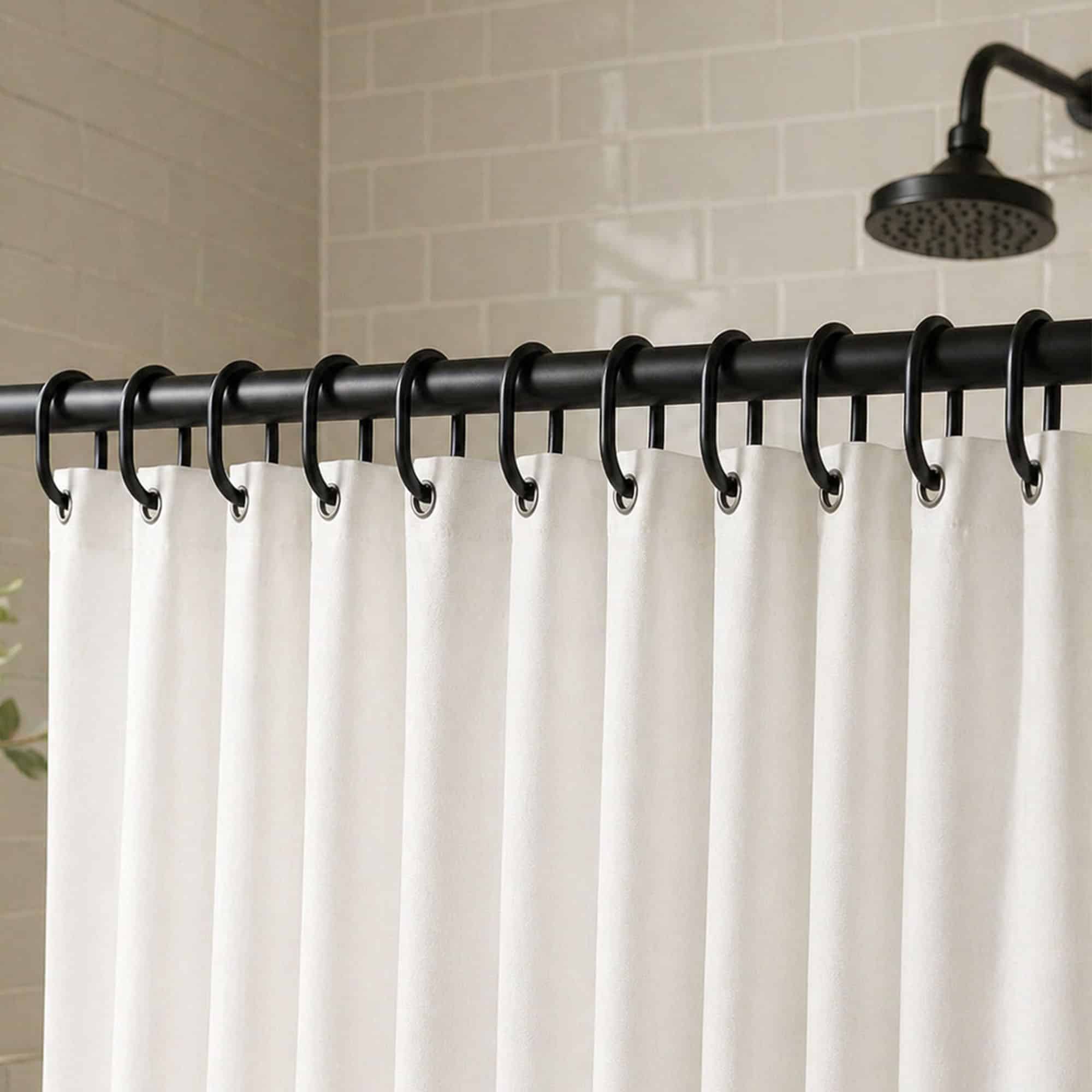 evideco-shower-accessories-anneaux-rideau-douche-noir-mat-lot-12 image 2