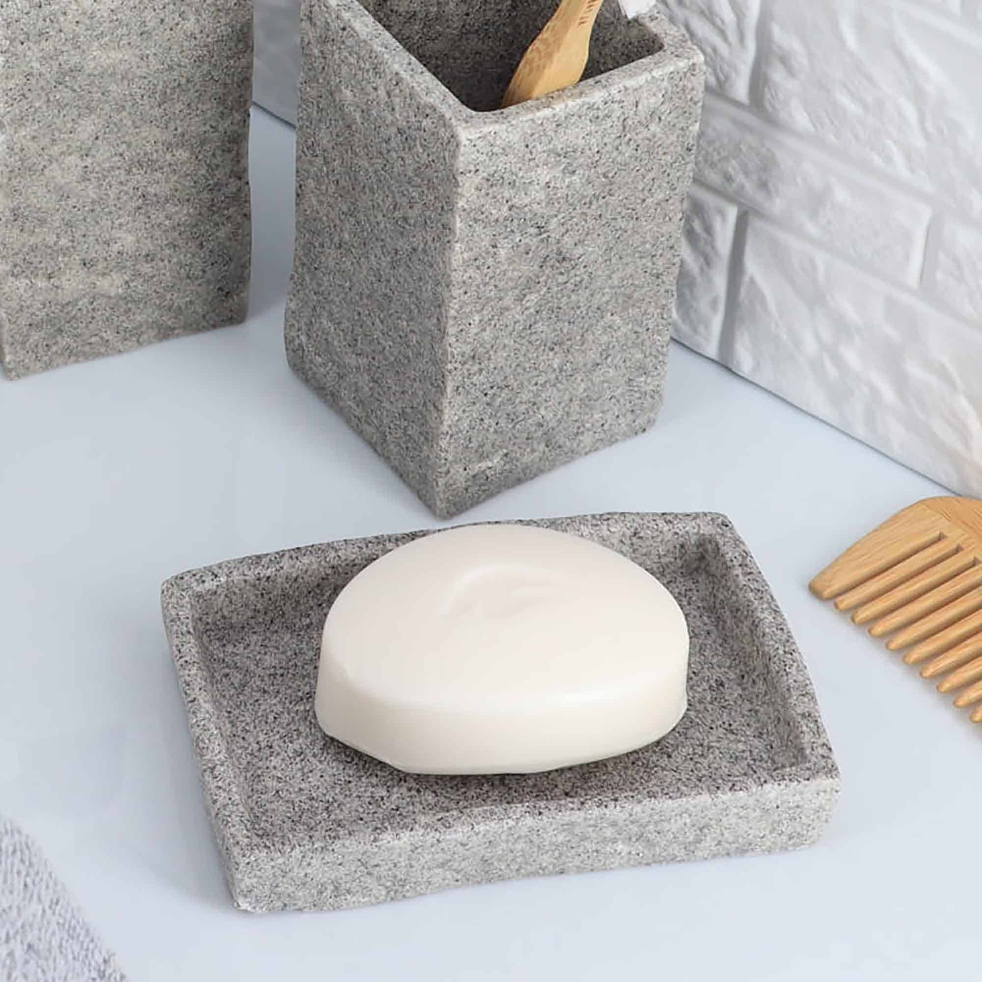 evideco-stone-effect-porte-savon-gris-effet-pierre image 3