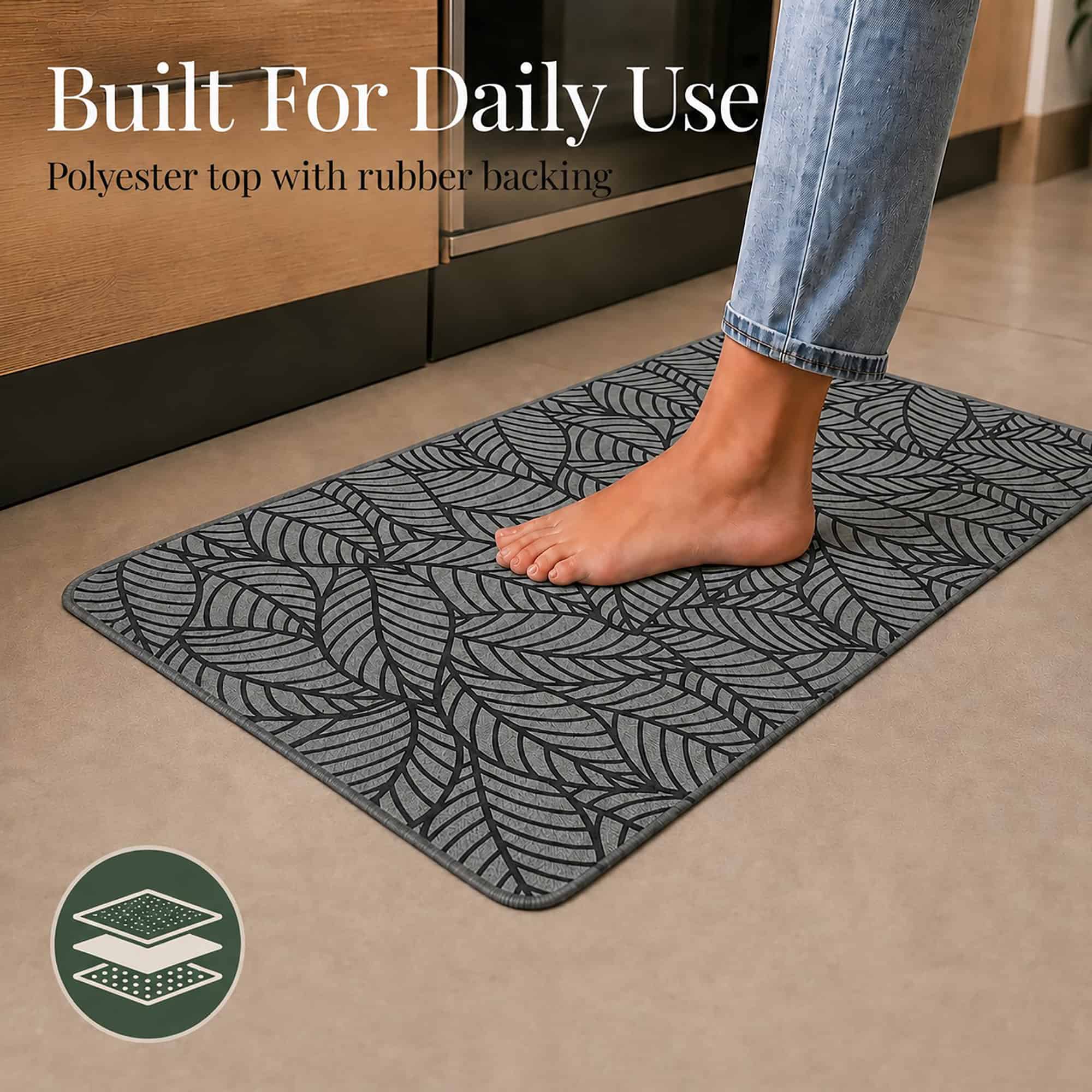 evideco-jungle-tapis-de-cuisine-feuilles-grises-lot-2-antid-rapant image 6