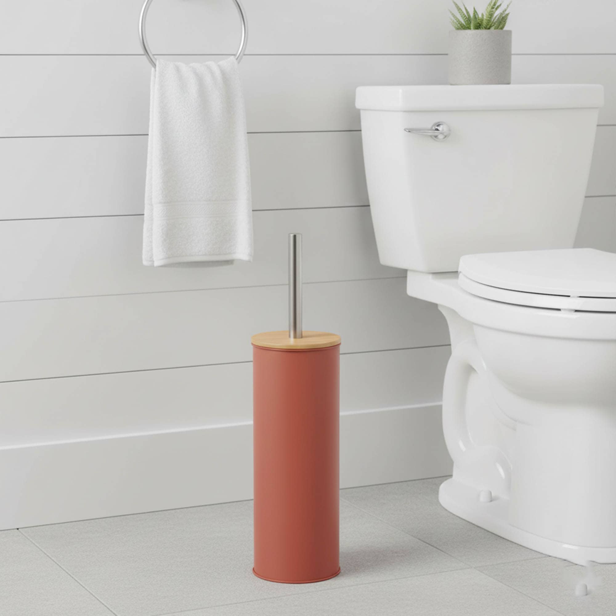 evideco-brosse-wc-terracotta-m-tal-couvercle-bambou image 2
