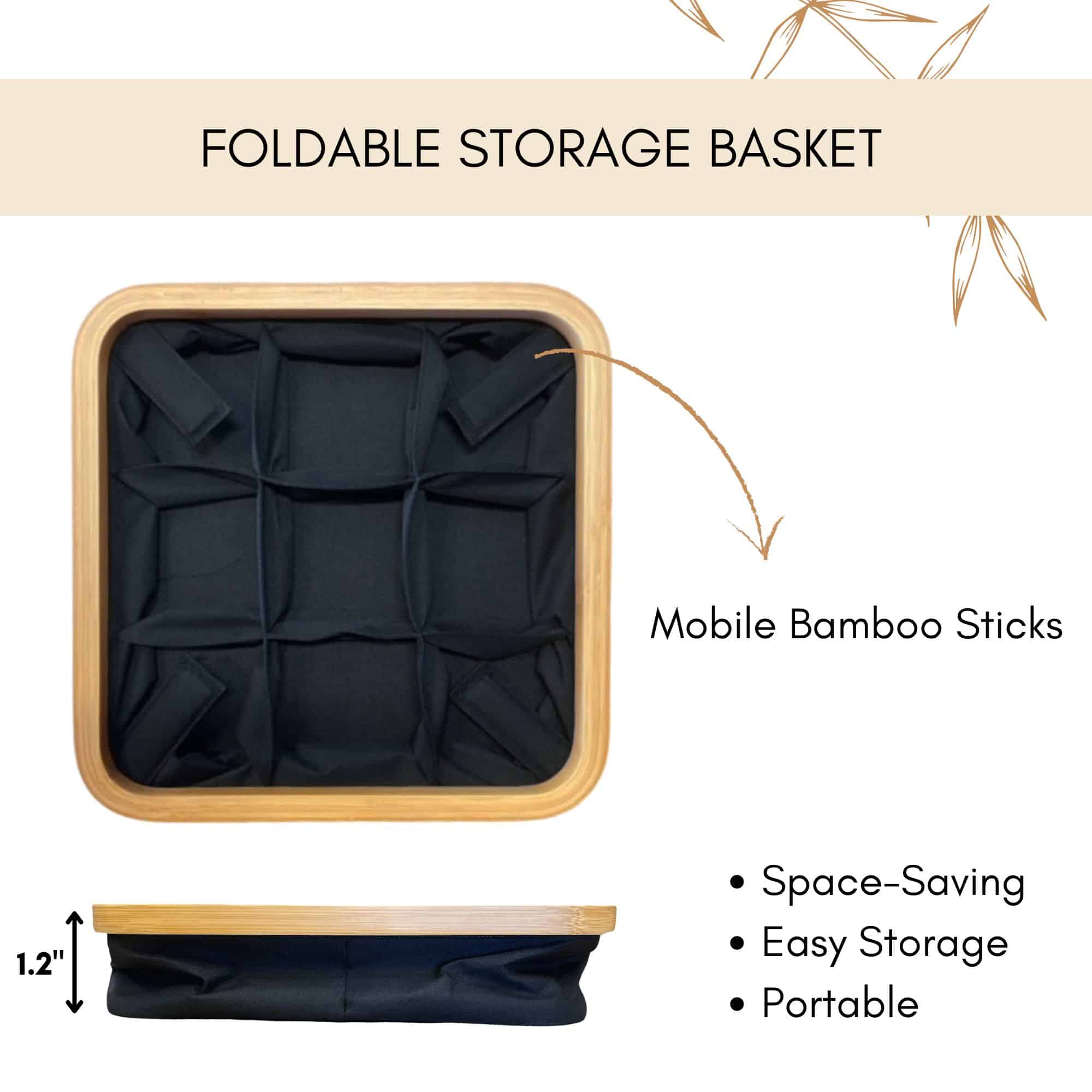 evideco-panier-rangement-pliable-noir-bambou-9-cases-30cm image 5