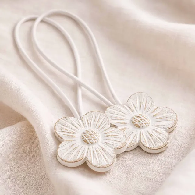evideco-home-accessories-lot-2-embrasses-rideaux-fleur-blanc-dor-magn-tique image 1