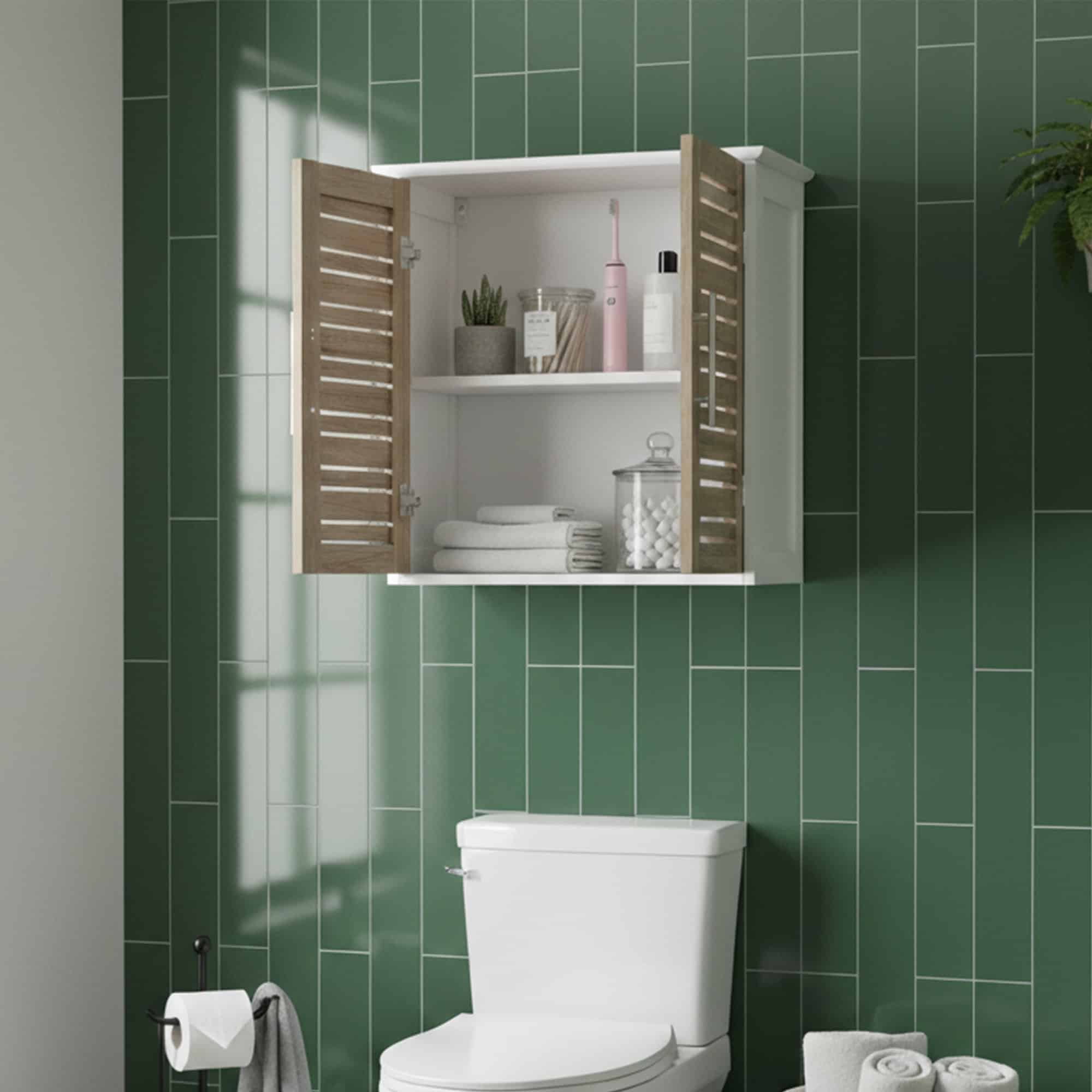 evideco-stockholm-armoire-murale-salle-de-bain-blanche-2-portes image 2