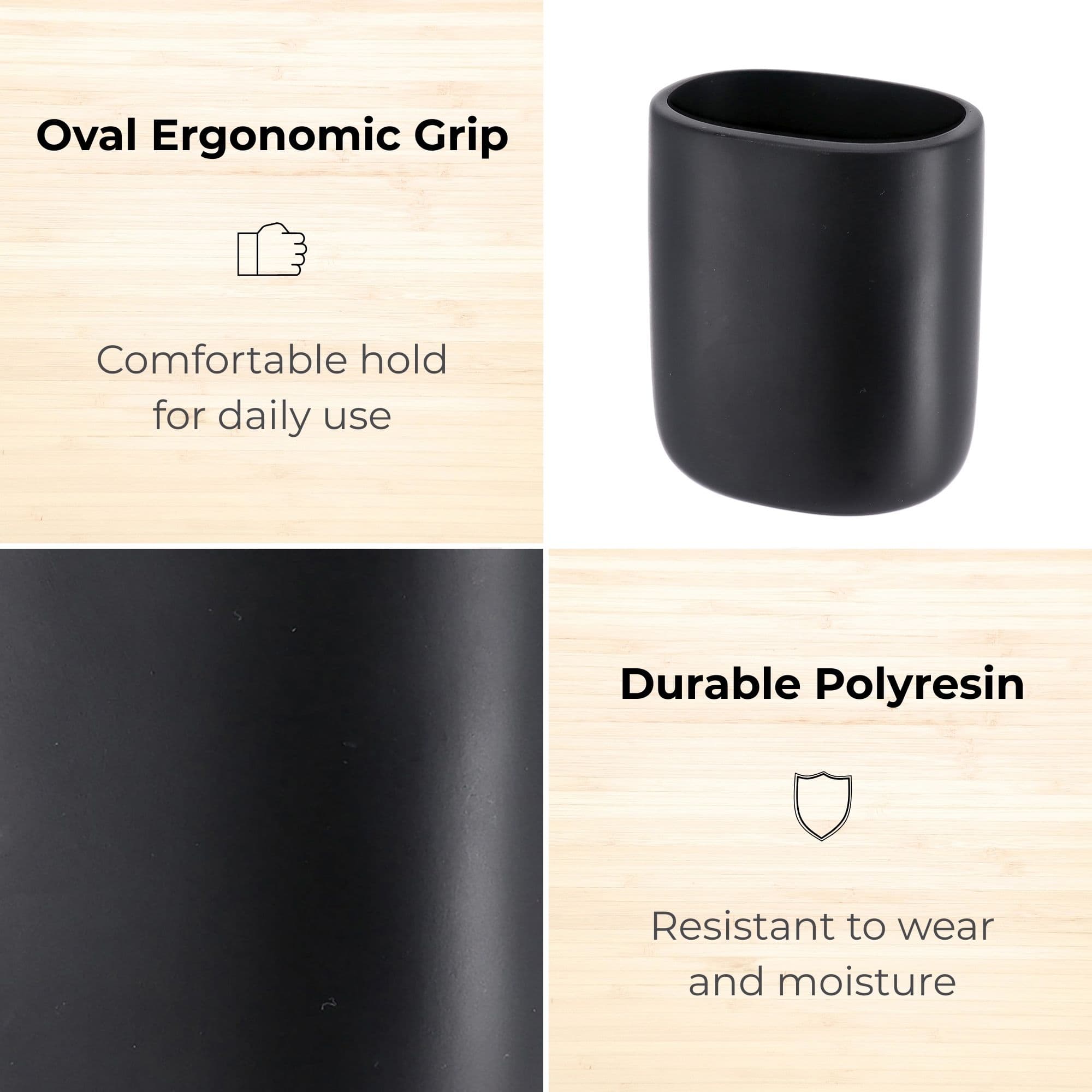 evideco-porte-brosse-dents-ovale-noir-salle-de-bain image 3