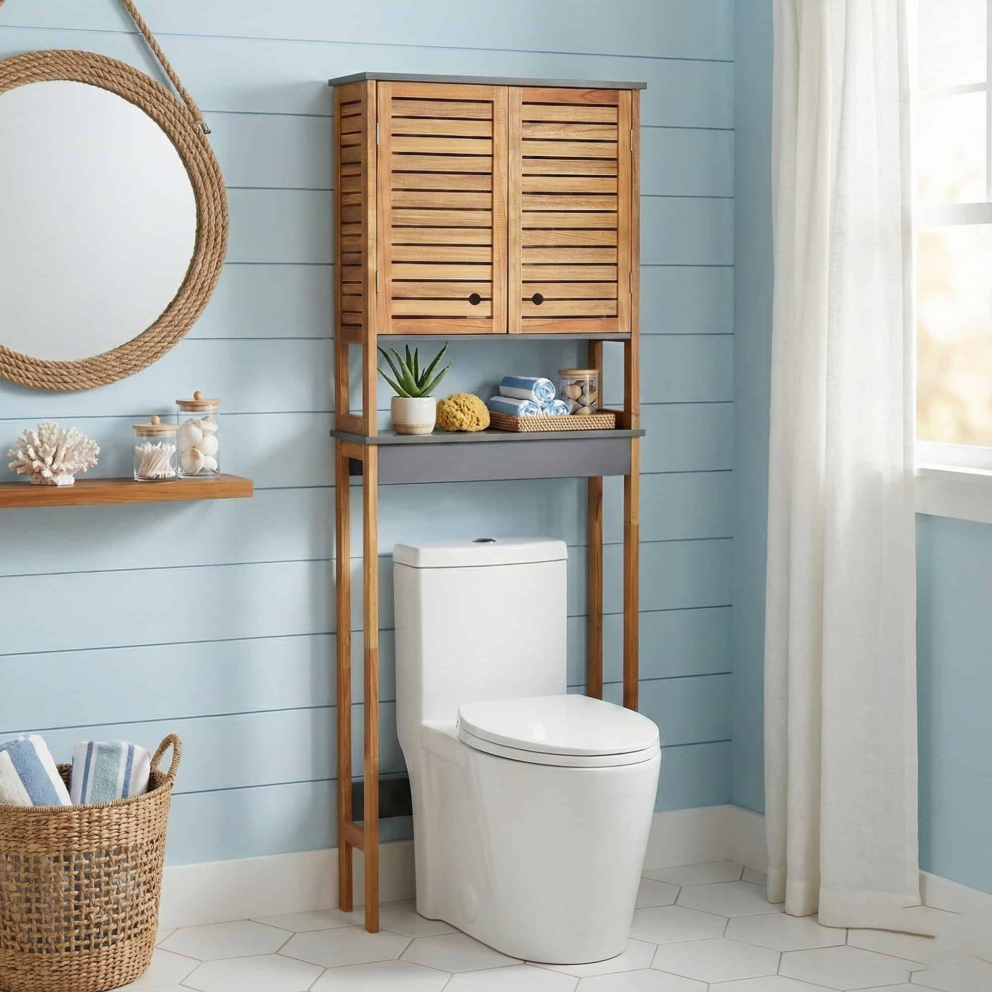 evideco-elements-meuble-dessus-wc-marron-gris-double-porte image 3