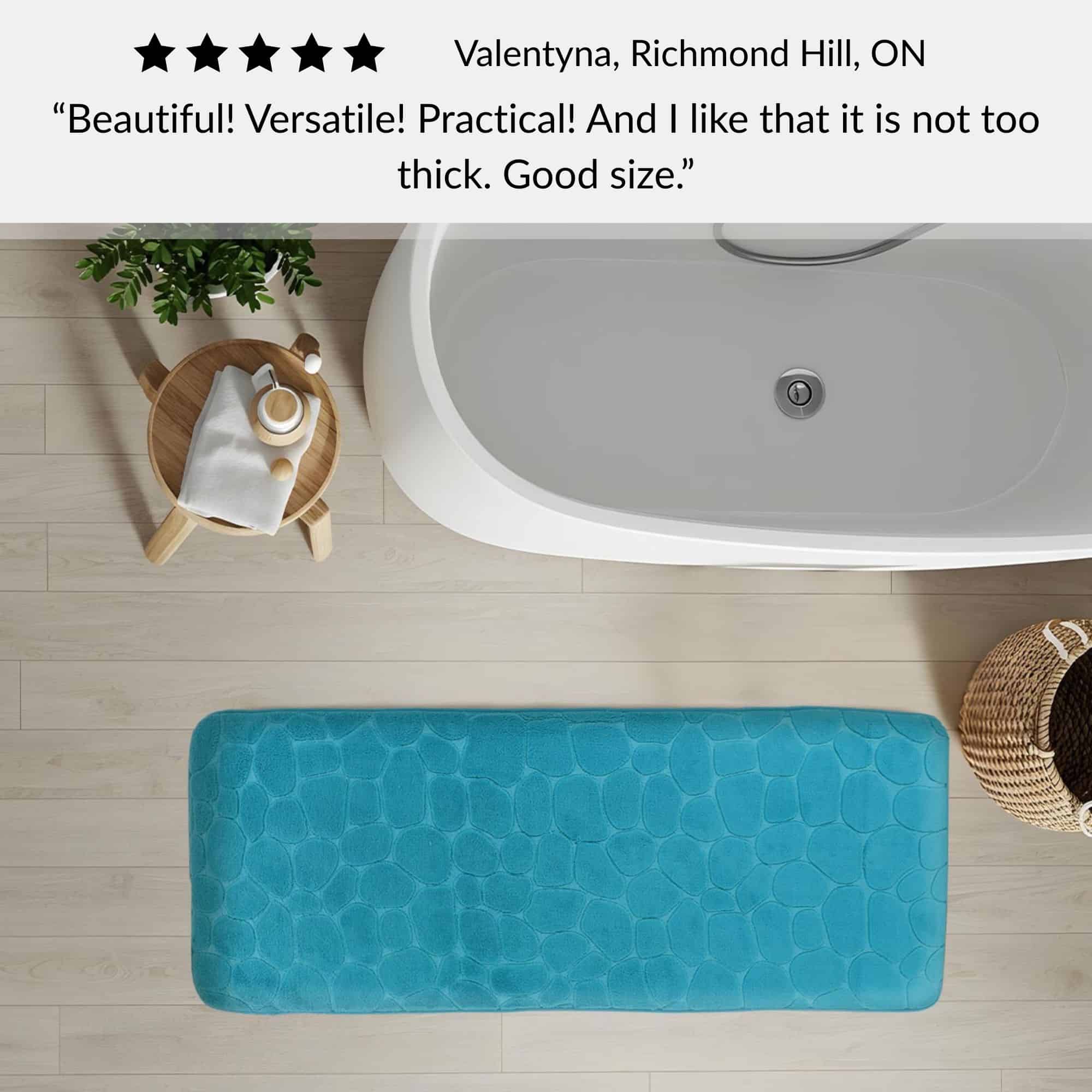 evideco-bathroom-mats-runner-tapis-bain-48x18-bleu-paon-m-moire-de-forme image 7
