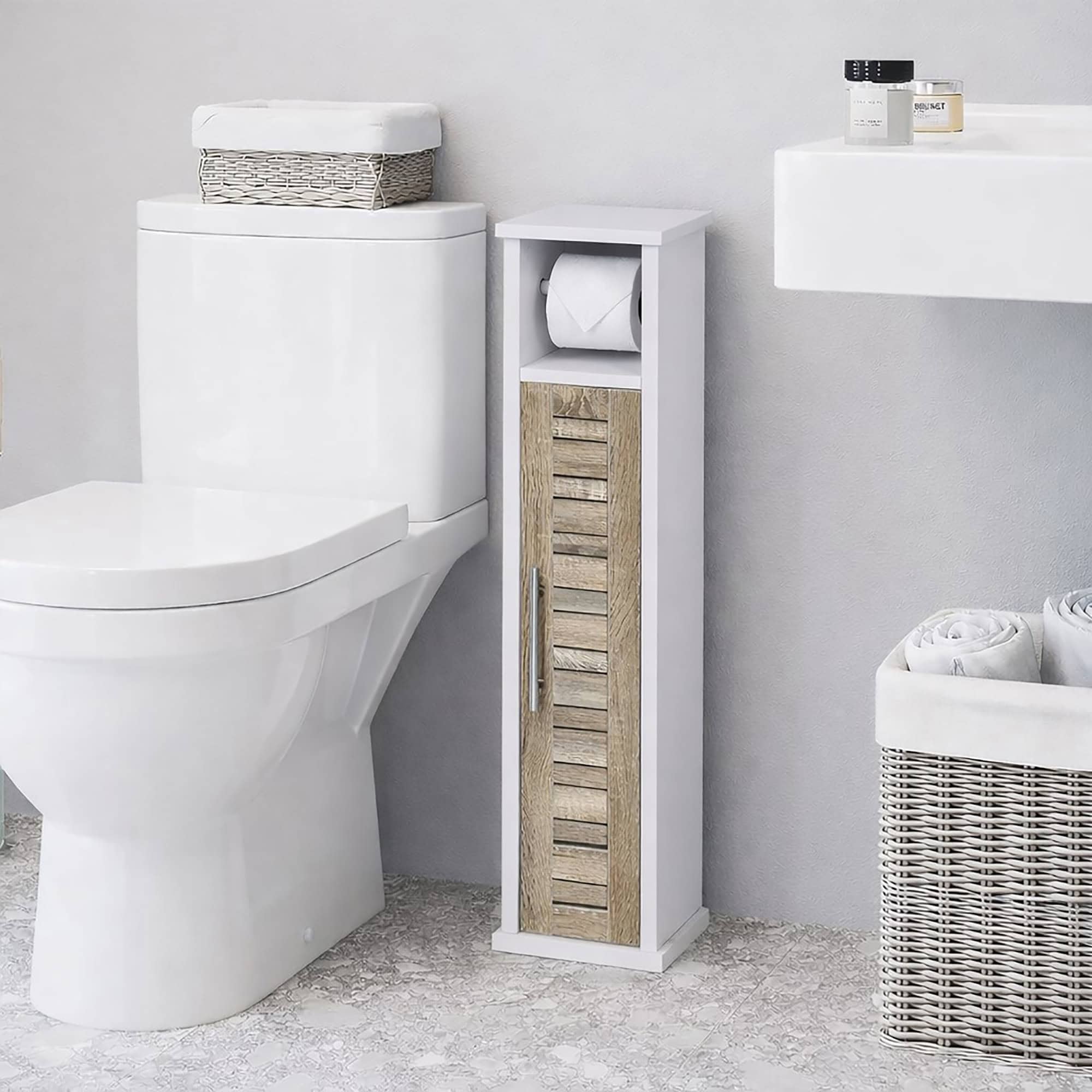 evideco-stockholm-meuble-wc-rangement-papier-toilette-blanc-ch-ne image 2