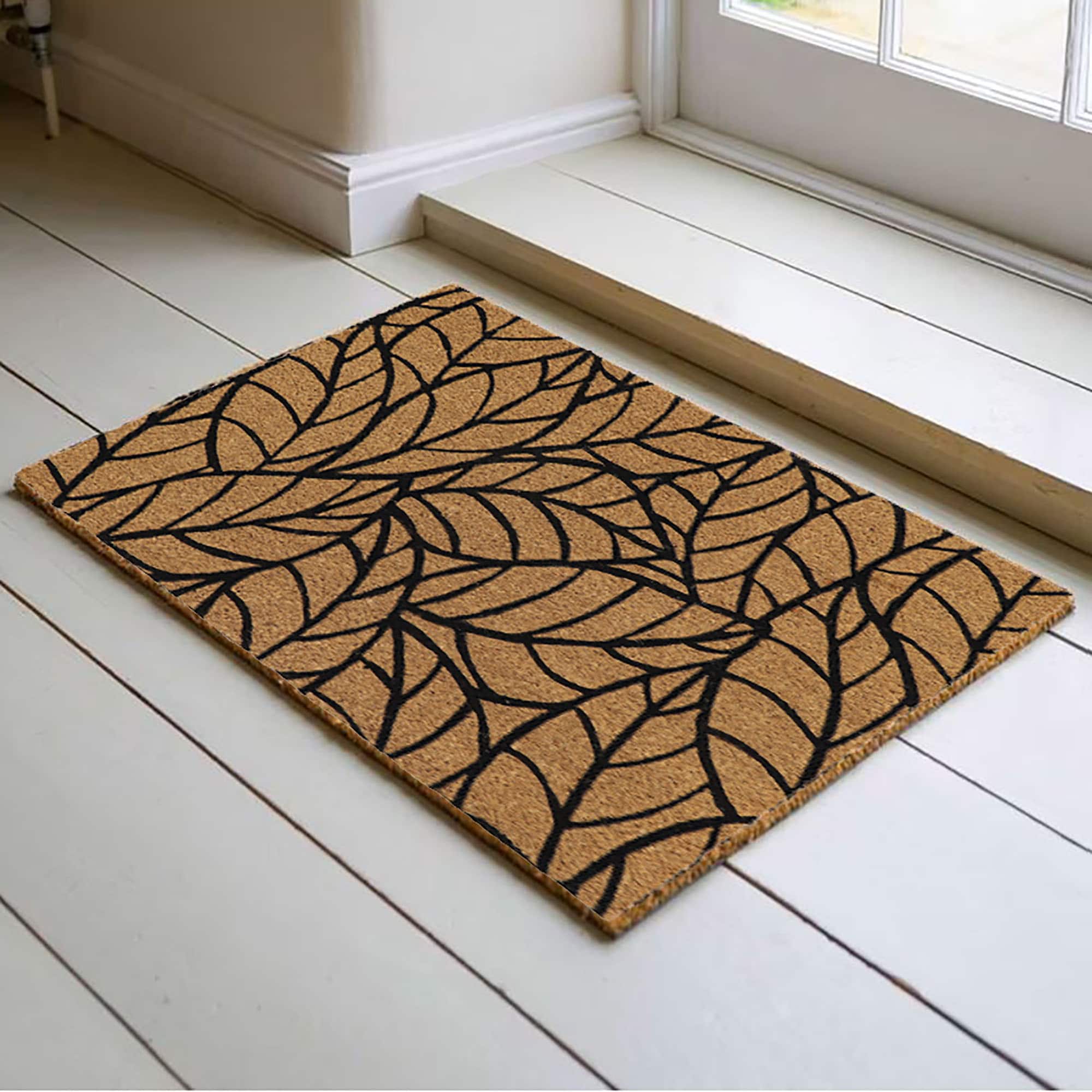 evideco-home-accessories-paillasson-coco-feuilles-naturel-76x46-cm image 1
