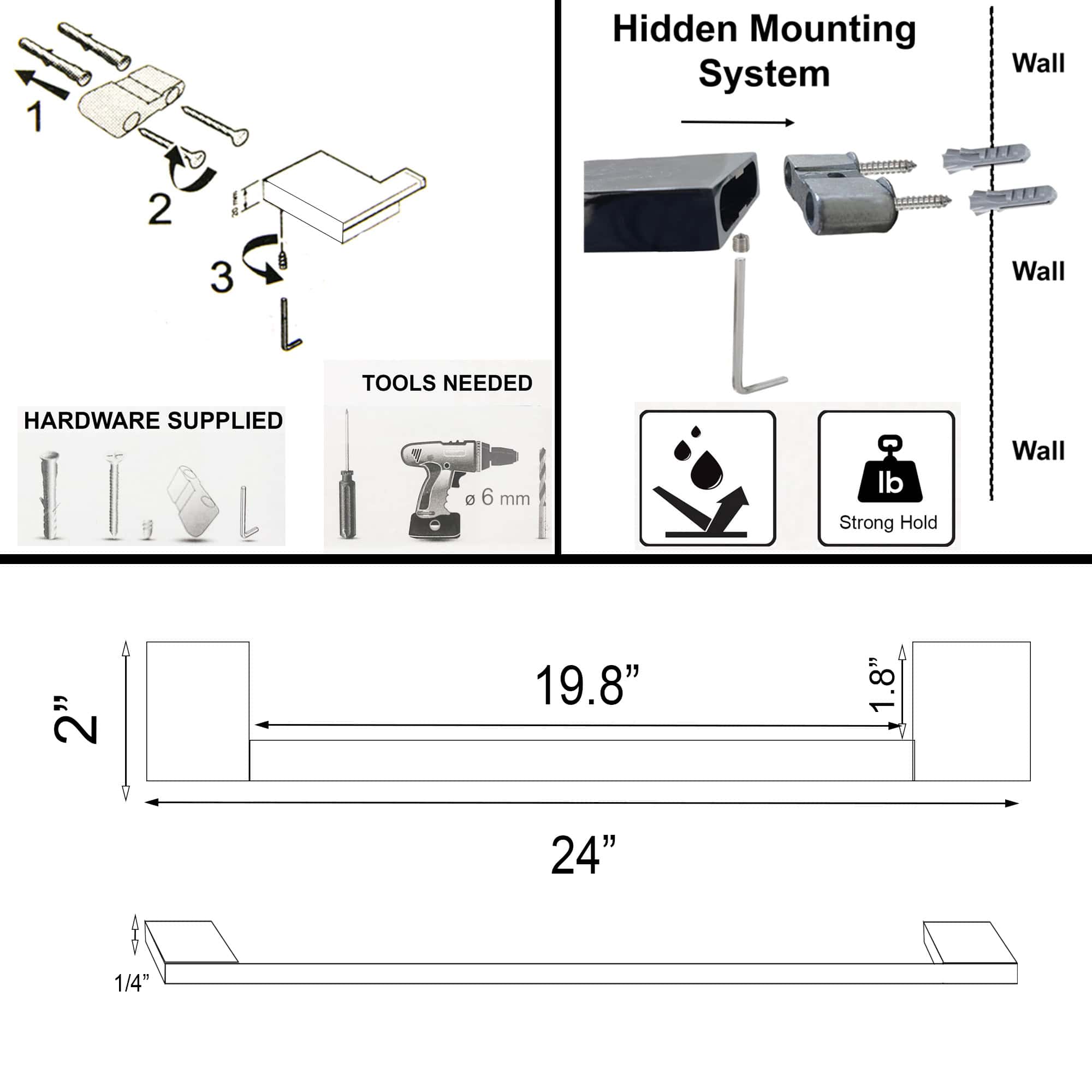 evideco-bathroom-storage-barre-porte-serviettes-inox-60-cm-mural image 4