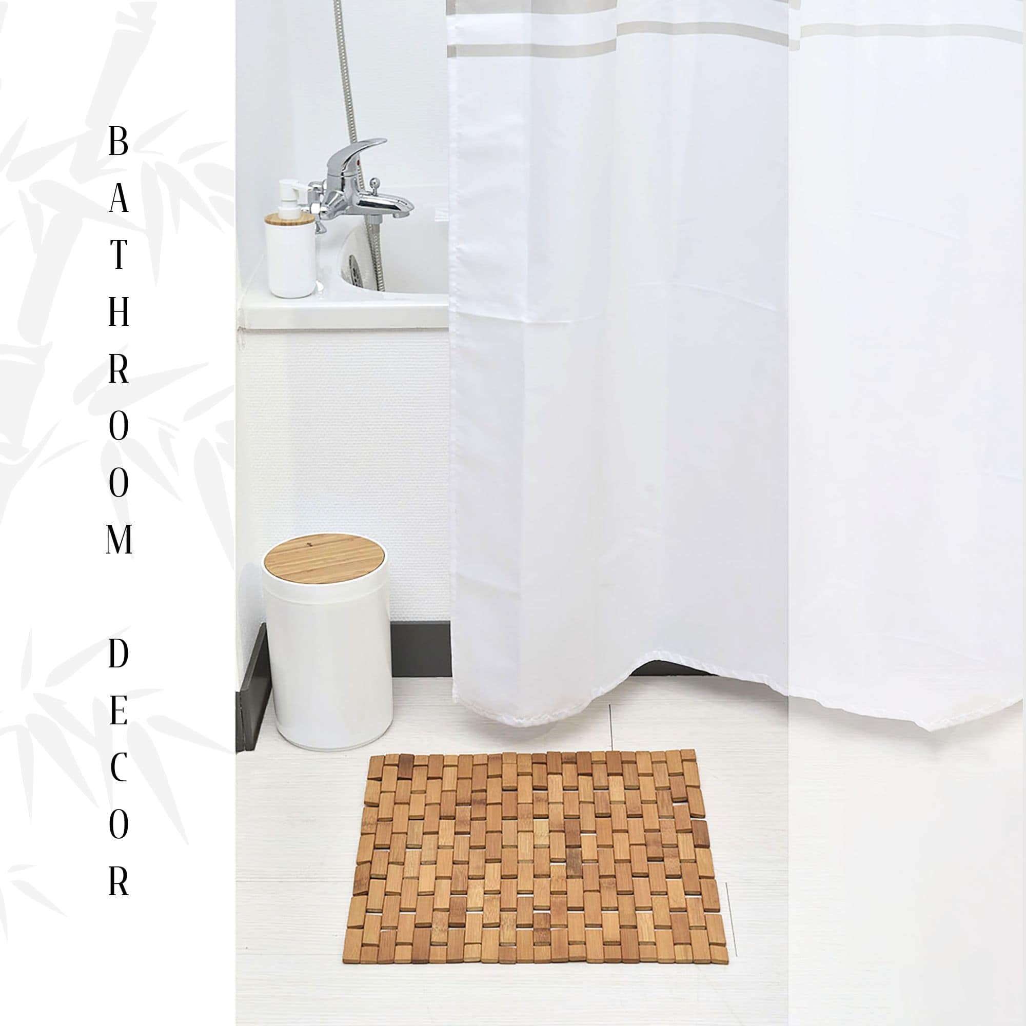 evideco-bathroom-mats-square-tapis-de-bain-bambou-45x45-marron-clair image 6