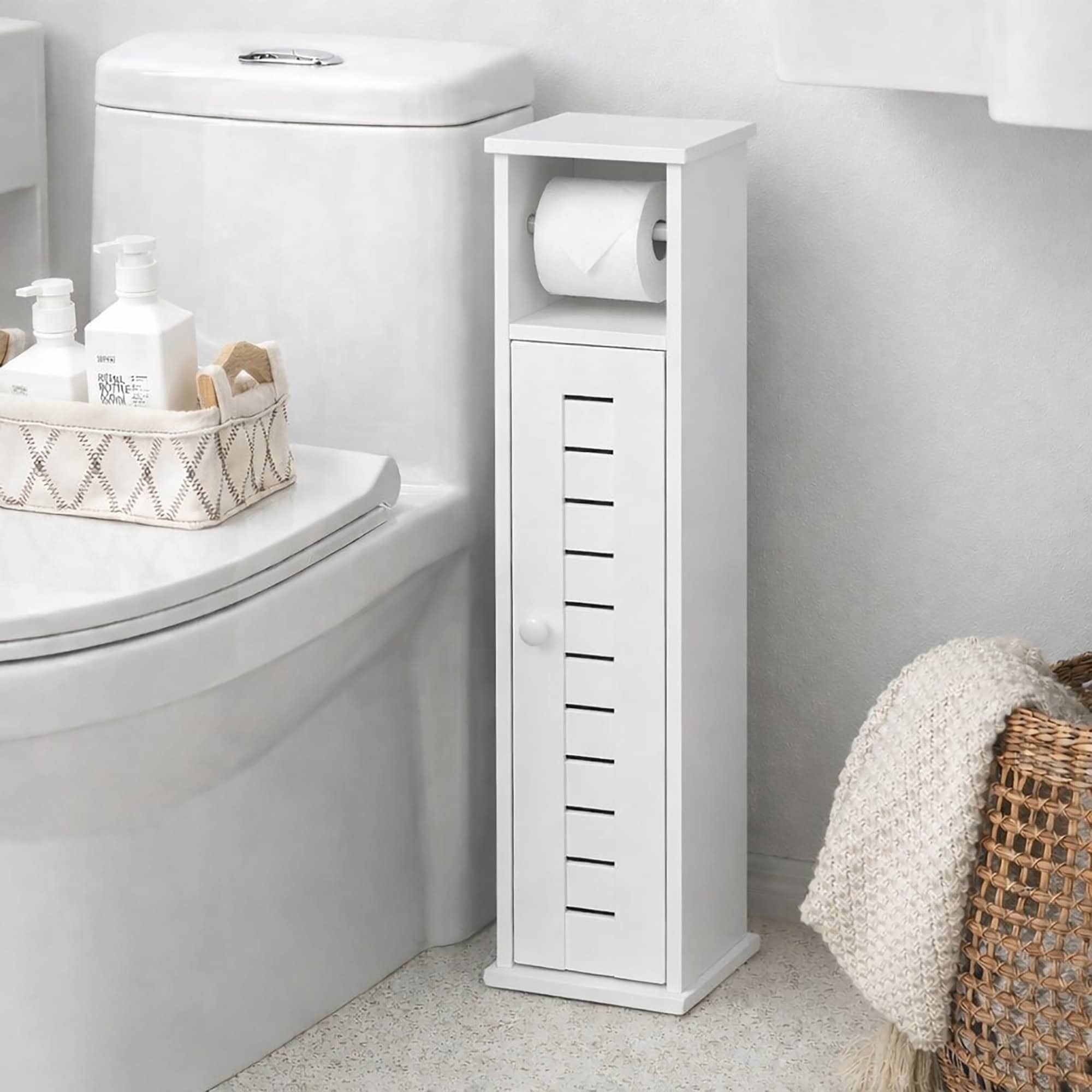 evideco-santorin-meuble-wc-blanc-papier-toilette-6-rouleaux image 2