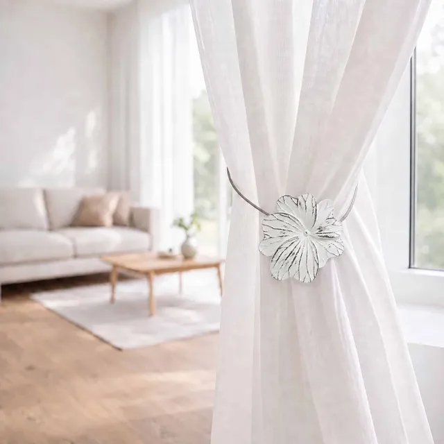 evideco-embrasse-rideau-fleur-magn-tique-noir-blanc image 1