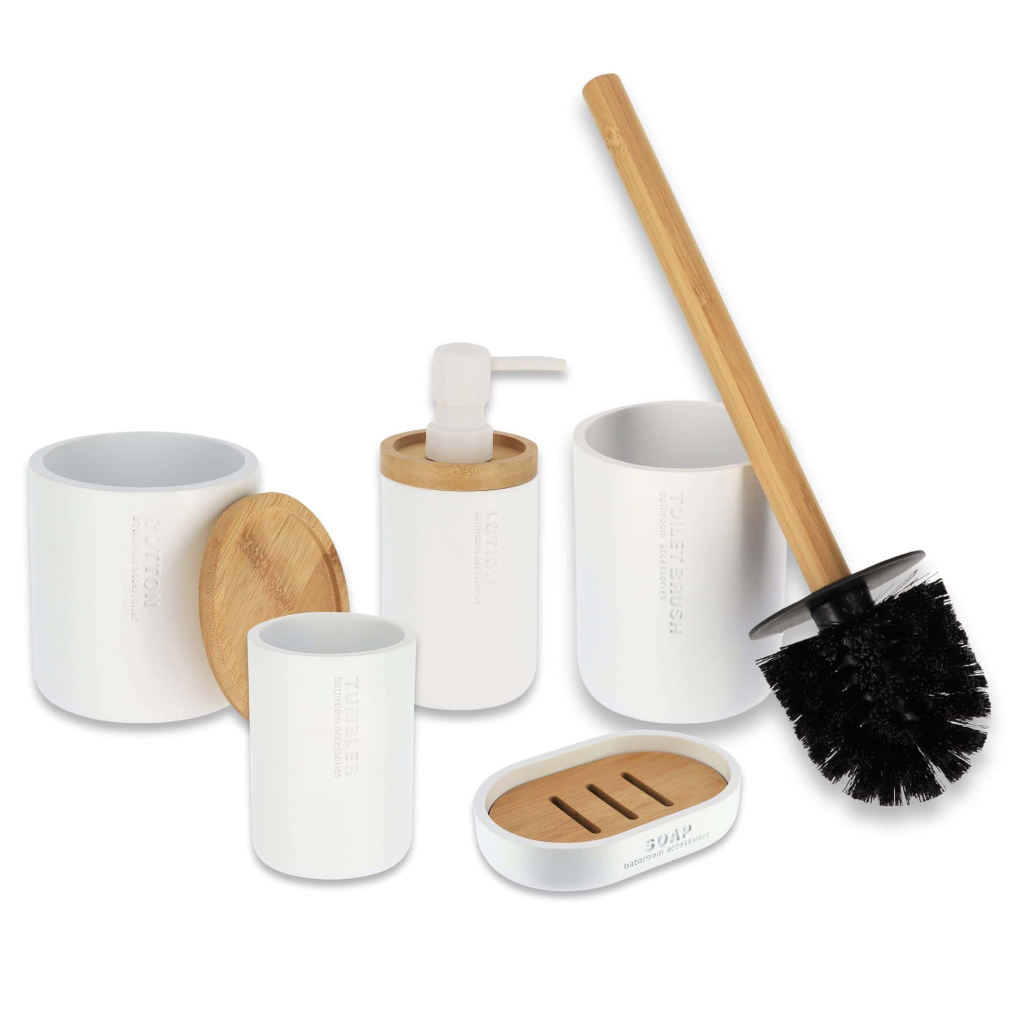 evideco-kit-accessoires-salle-de-bain-blanc-bambou-5-pi-ces image 6