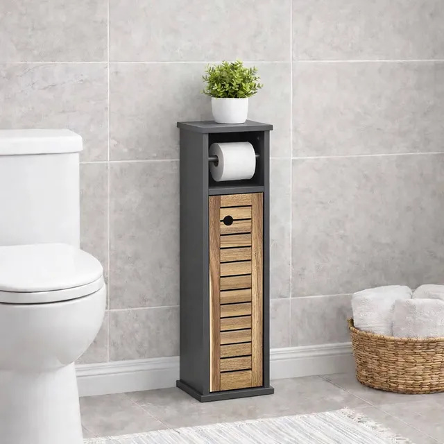 evideco-elements-meuble-wc-papier-toilette-marron-gris-6-rouleaux image 1