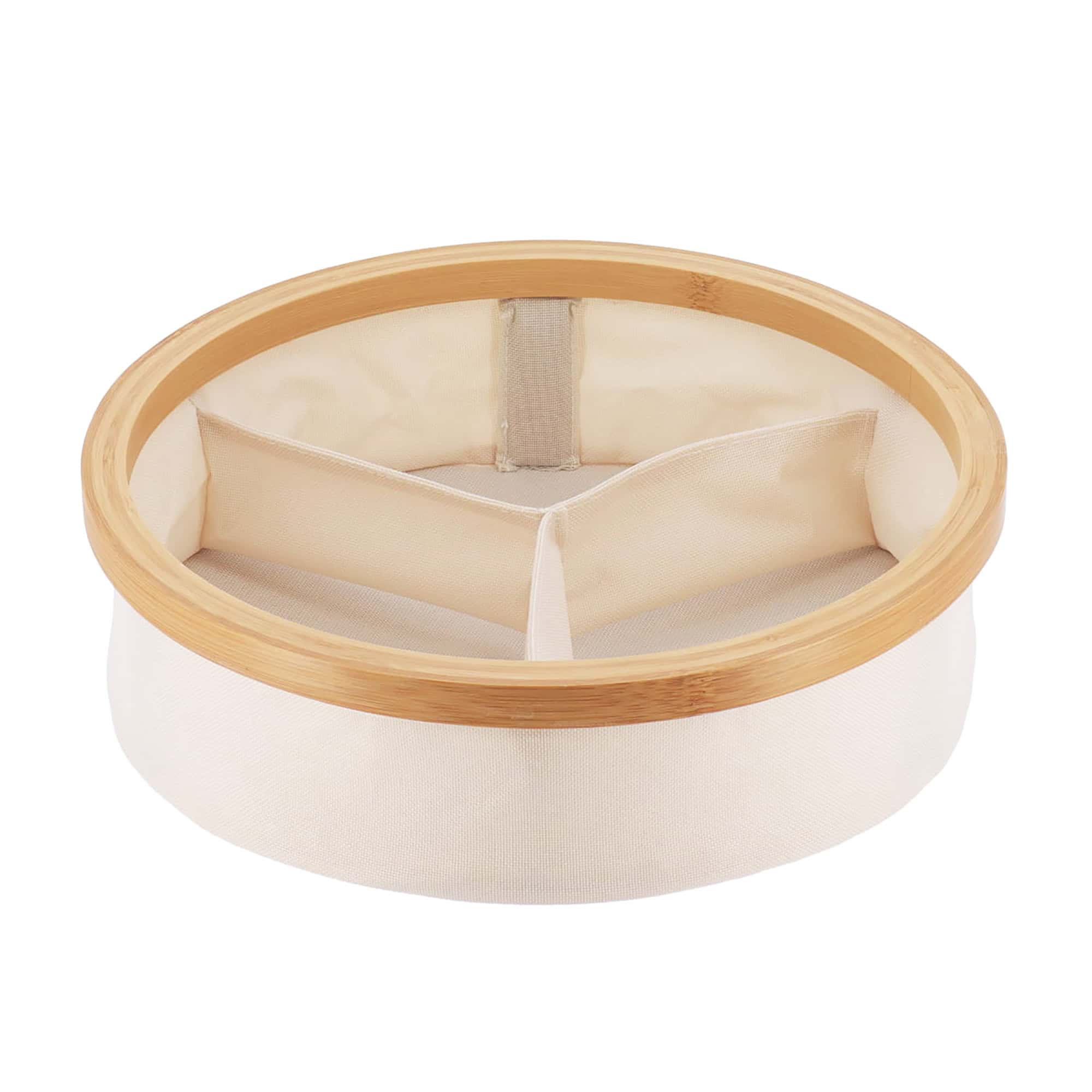 evideco-panier-de-rangement-rond-cru-bambou-3-casiers-pliable image 7