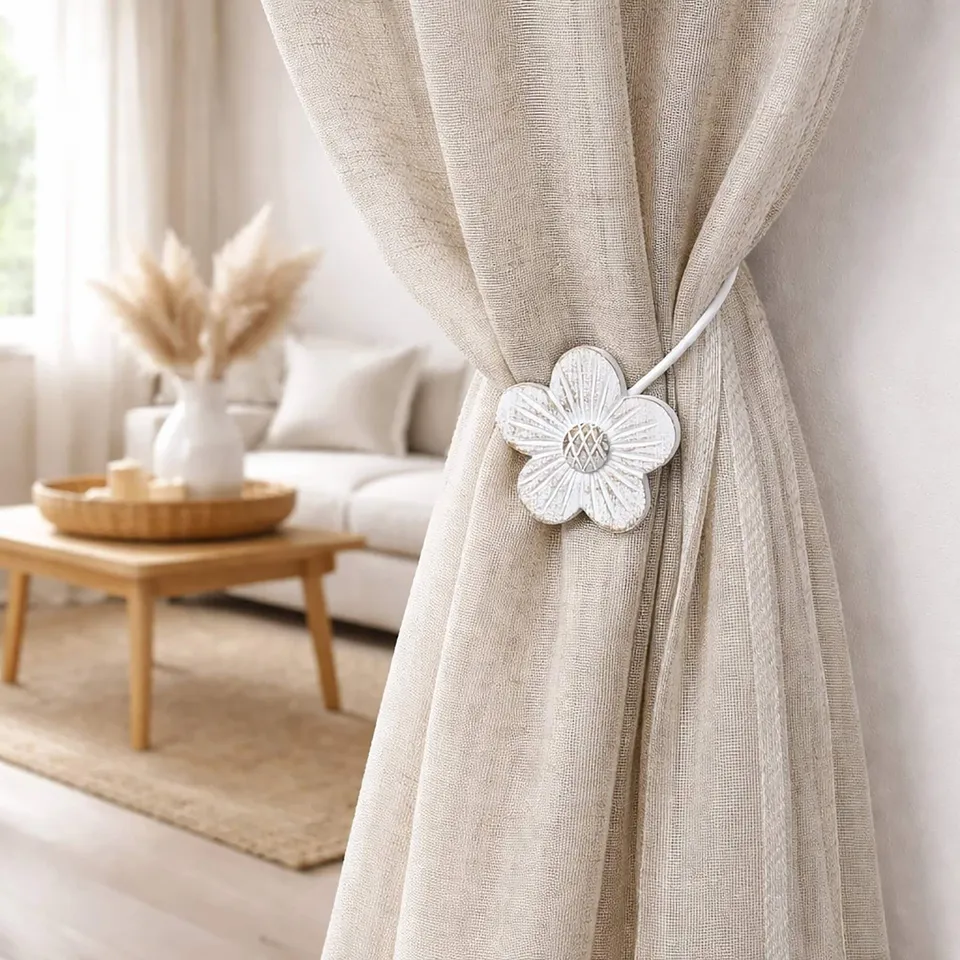 evideco-home-accessories-embrasse-rideau-fleur-blanc-dor image 1