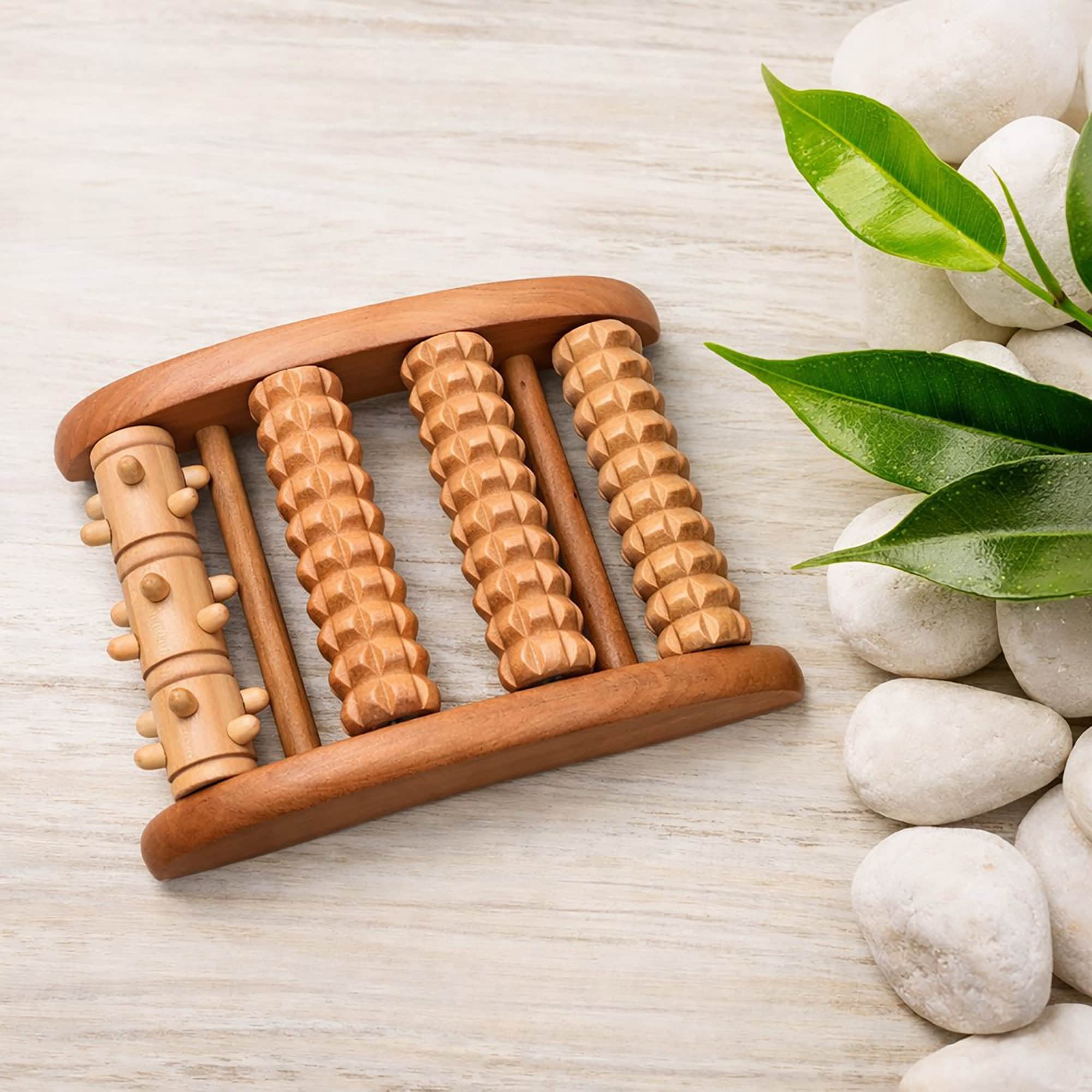 evideco-spa-wellness-masseur-pieds-bois-naturel-rouleaux image 3