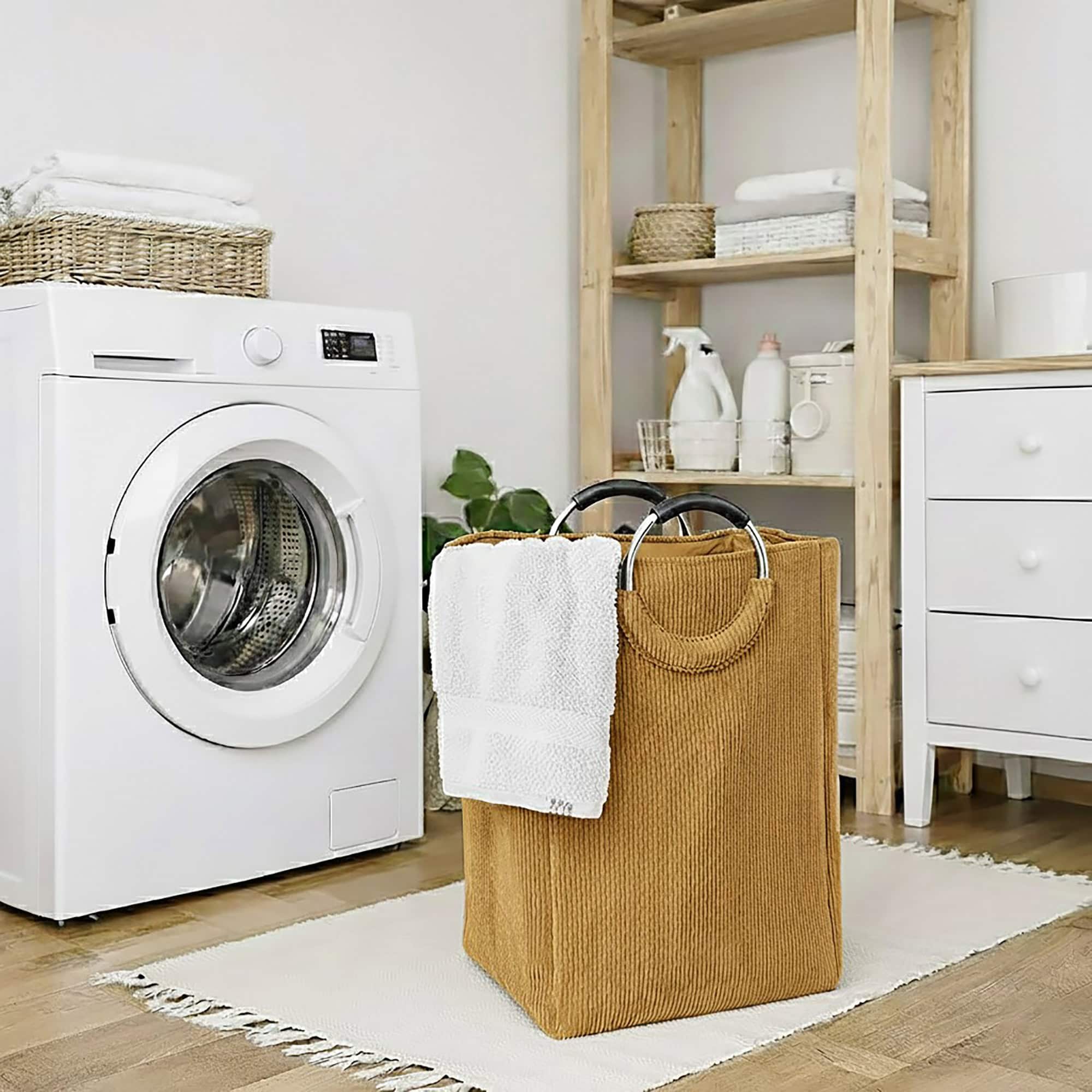 evideco-panier-linge-55l-jaune-moutarde-velours-c-tel image 3