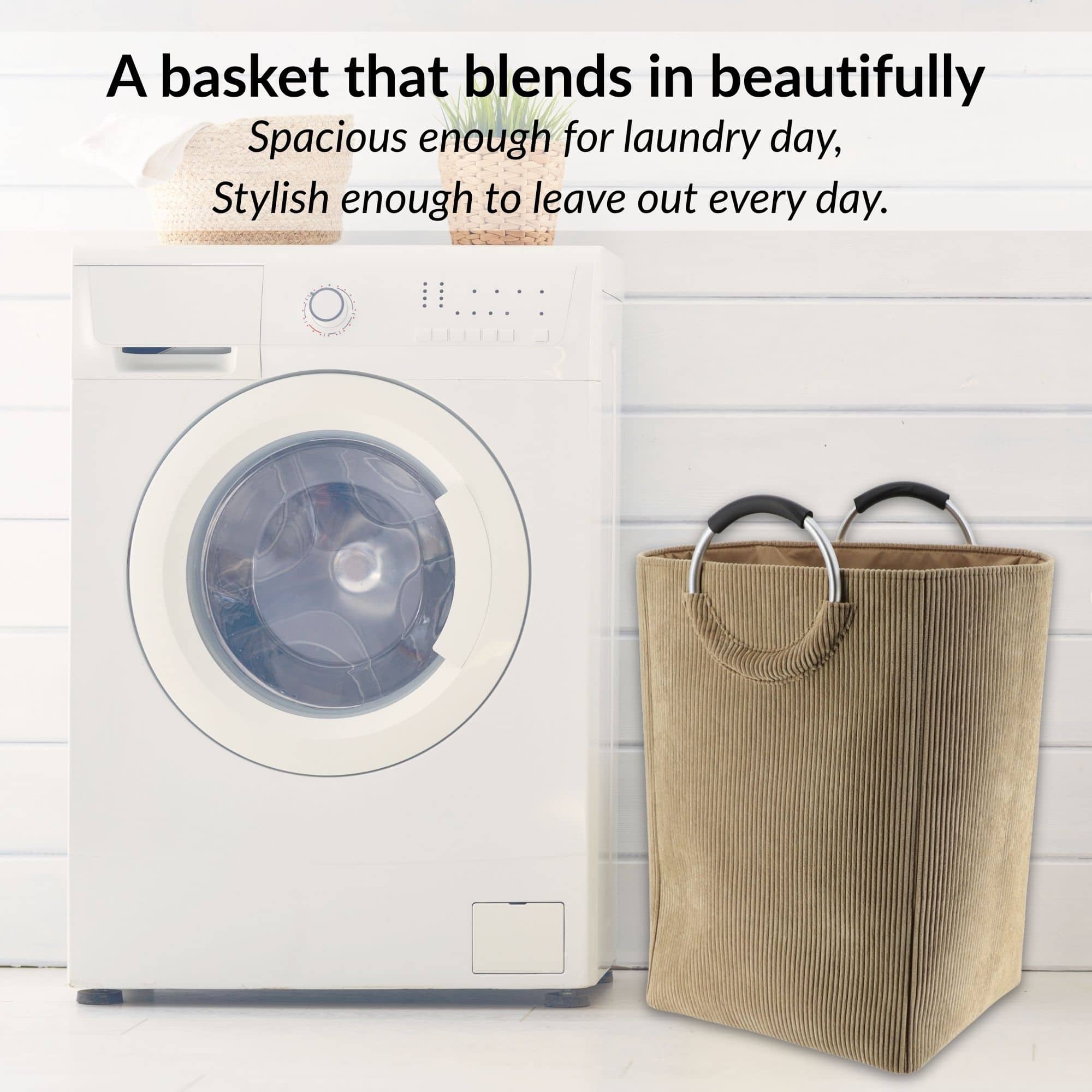 evideco-corduroy-panier-linge-beige-sable-55-l-velours image 5