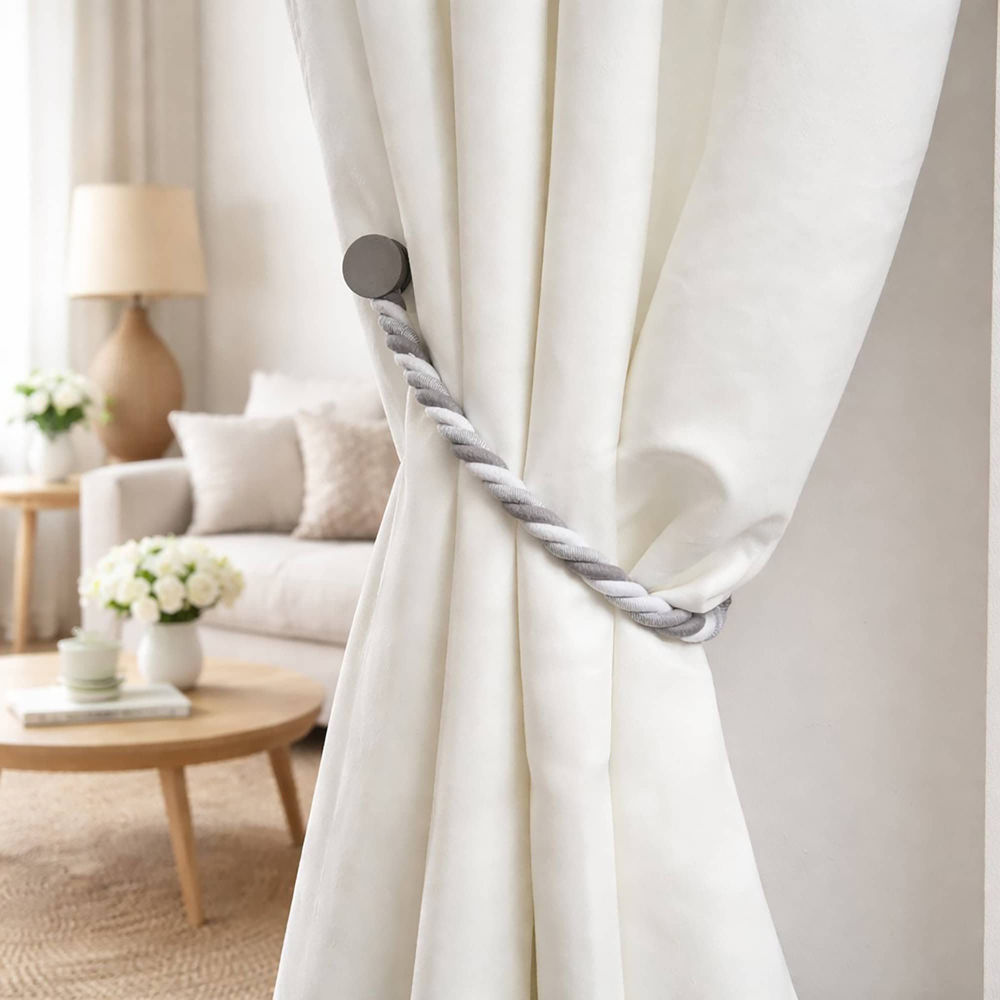 evideco-home-accessories-embrasse-rideau-magn-tique-gris-tress image 1