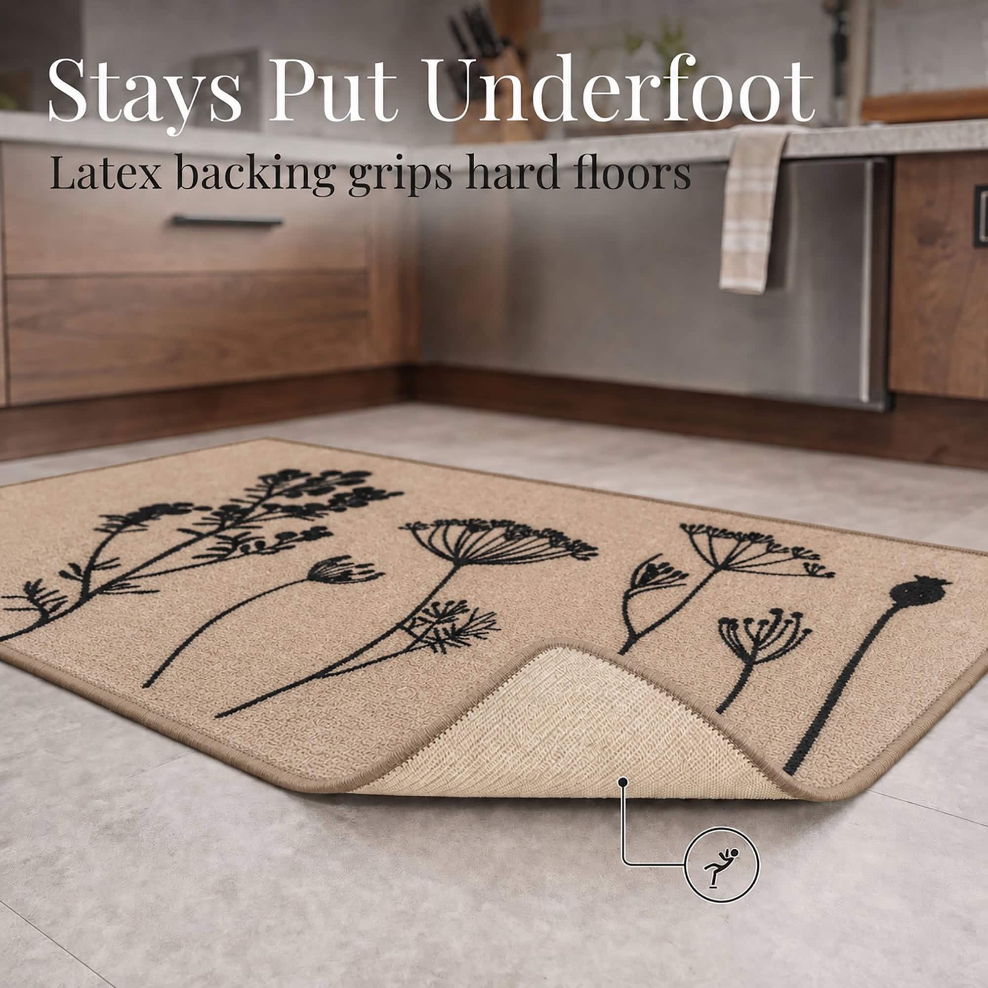 evideco-tapis-cuisine-effet-laine-fleurs-sauvages-81x51-cm-beige image 4