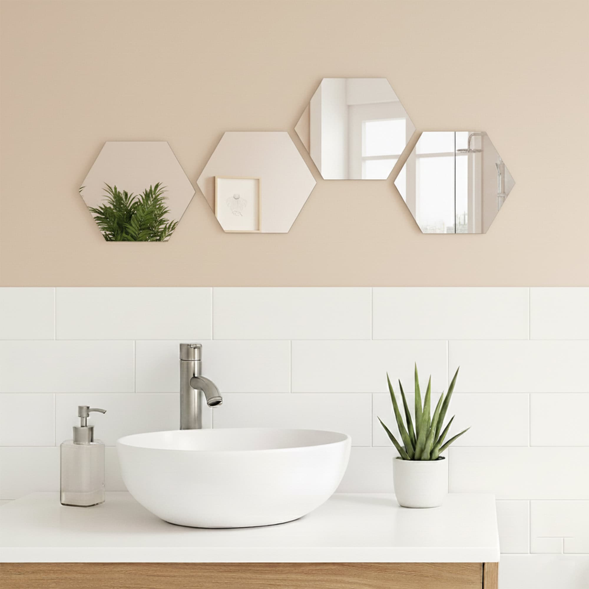 evideco-miroir-adh-sif-hexagonal-lot-4-pour-salle-de-bain image 3