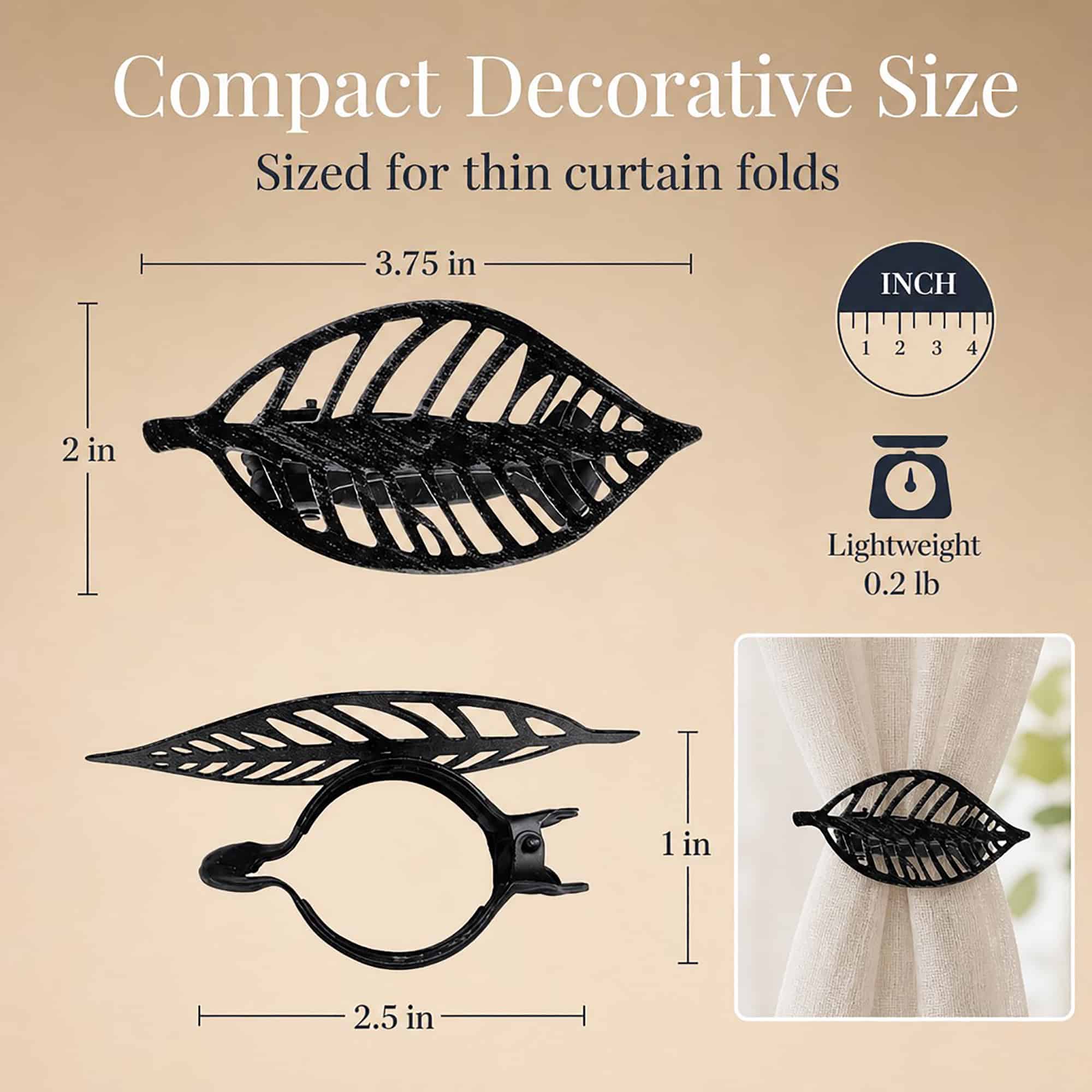 evideco-home-accessories-embrasse-rideau-feuille-noire-lot-2-m-tal image 7