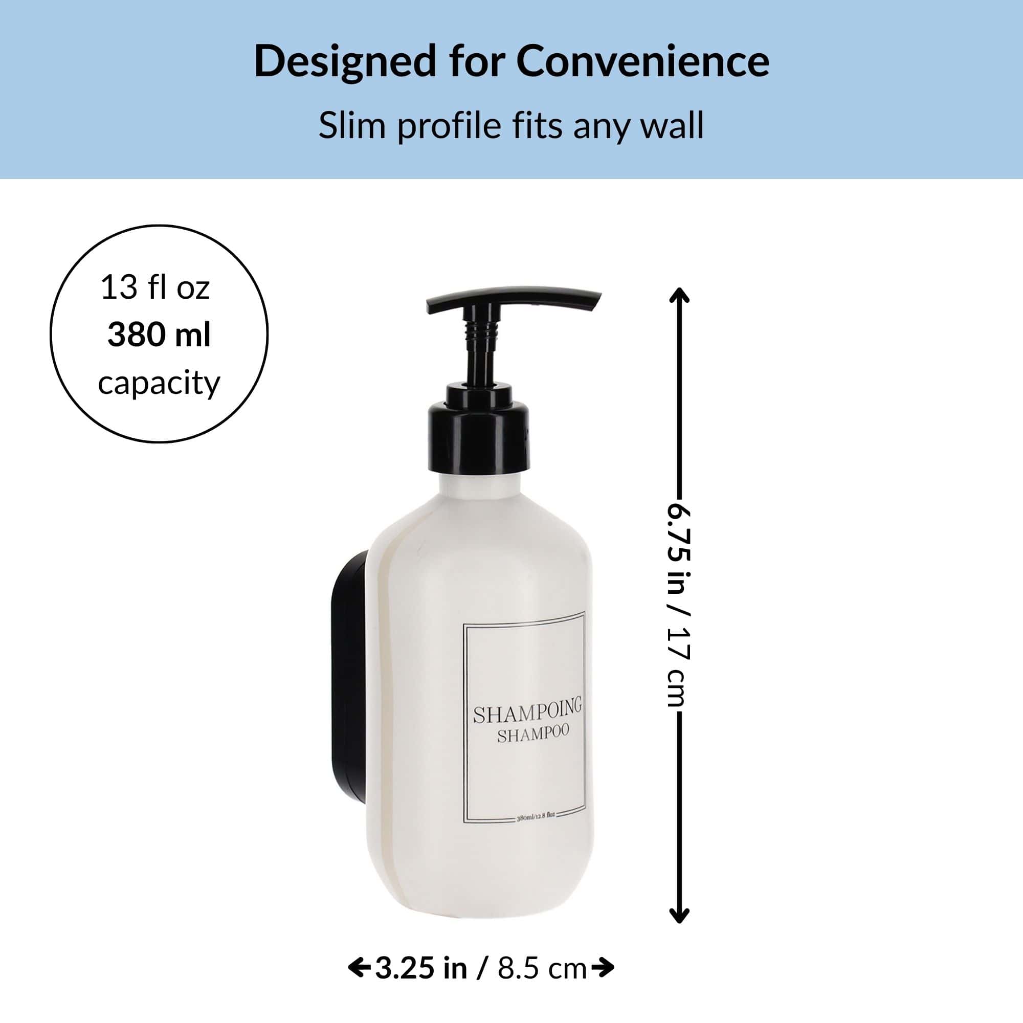 evideco-bathroom-accessories-distributeur-shampoing-mural-380-ml-blanc image 4