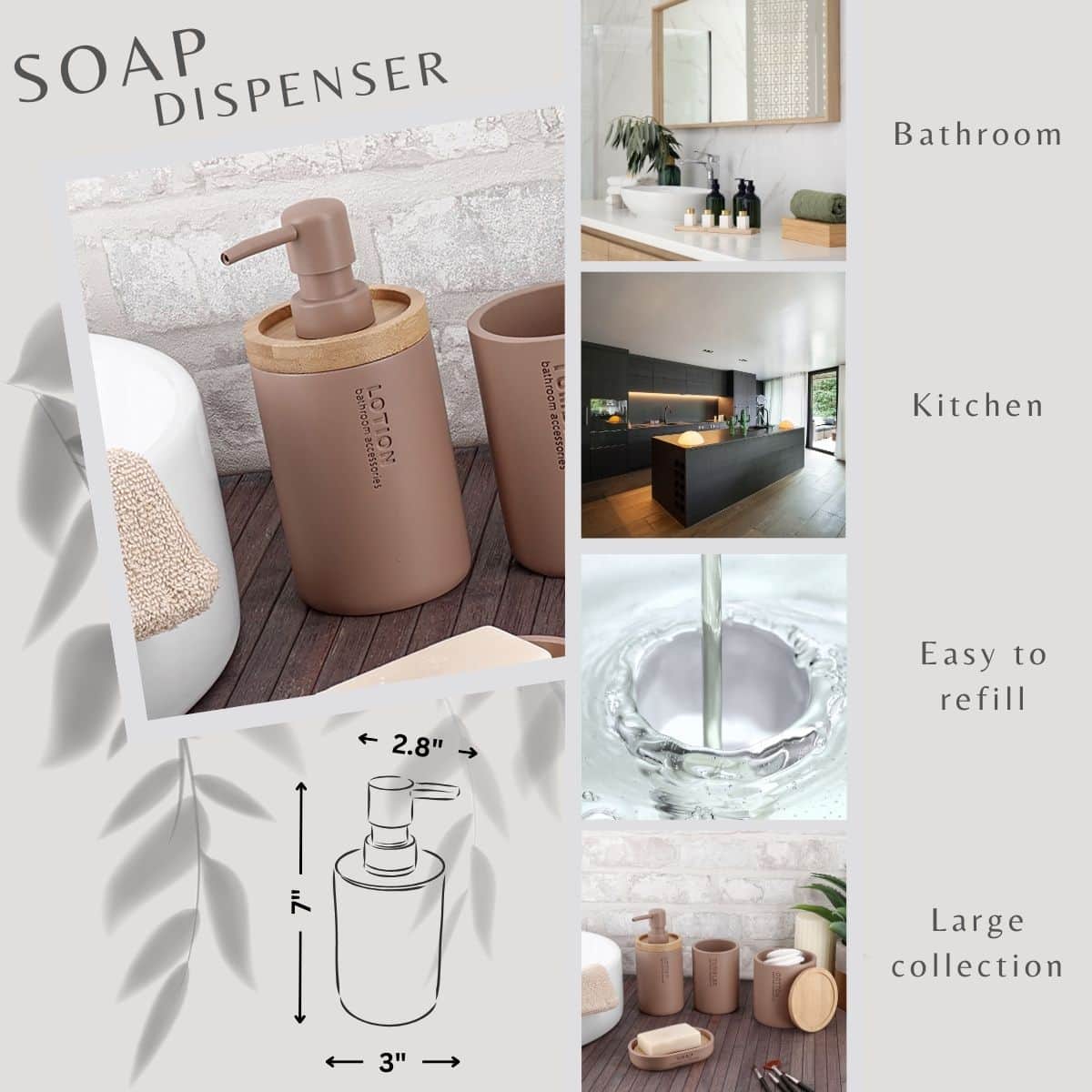evideco-distributeur-savon-cappuccino-bambou-pompe-rechargeable image 3