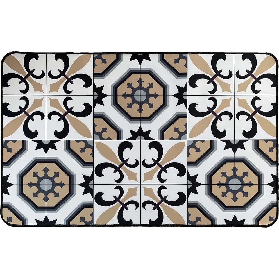 evideco-carmen-tapis-cuisine-carreaux-blanc-beige-80x50-cm image 1