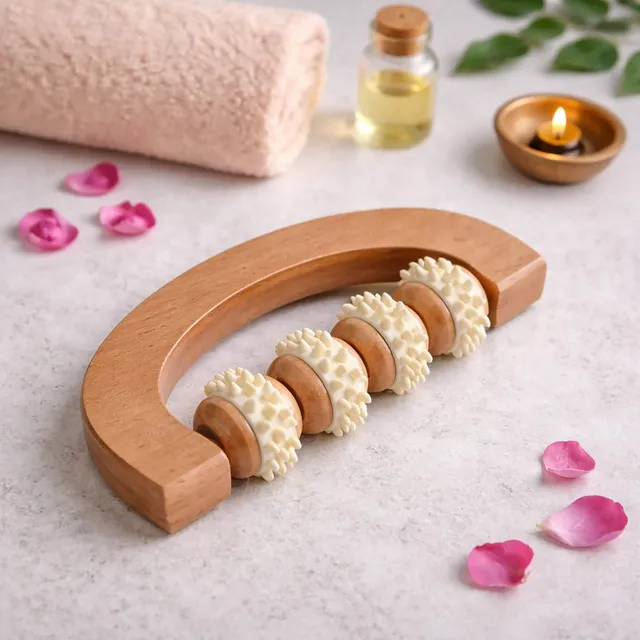 evideco-spa-wellness-rouleau-massage-bois-4-rouleaux image 1