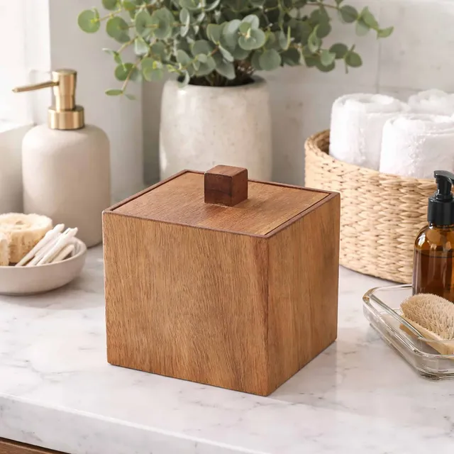 evideco-home-accessories-bo-te-rangement-bois-acacia-avec-couvercle image 1