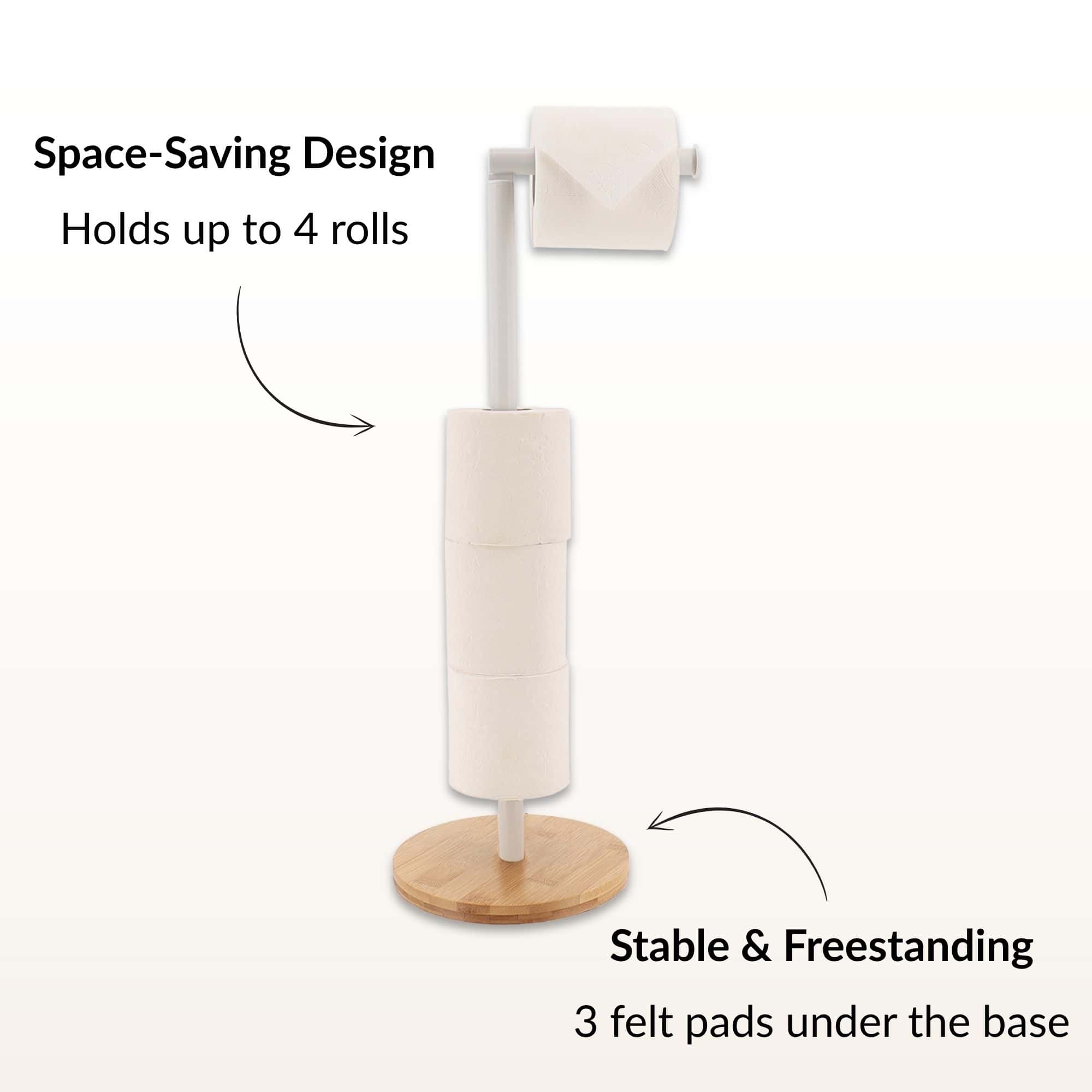 evideco-d-rouleur-papier-toilette-blanc-sur-pied-bambou-4-rouleaux image 3