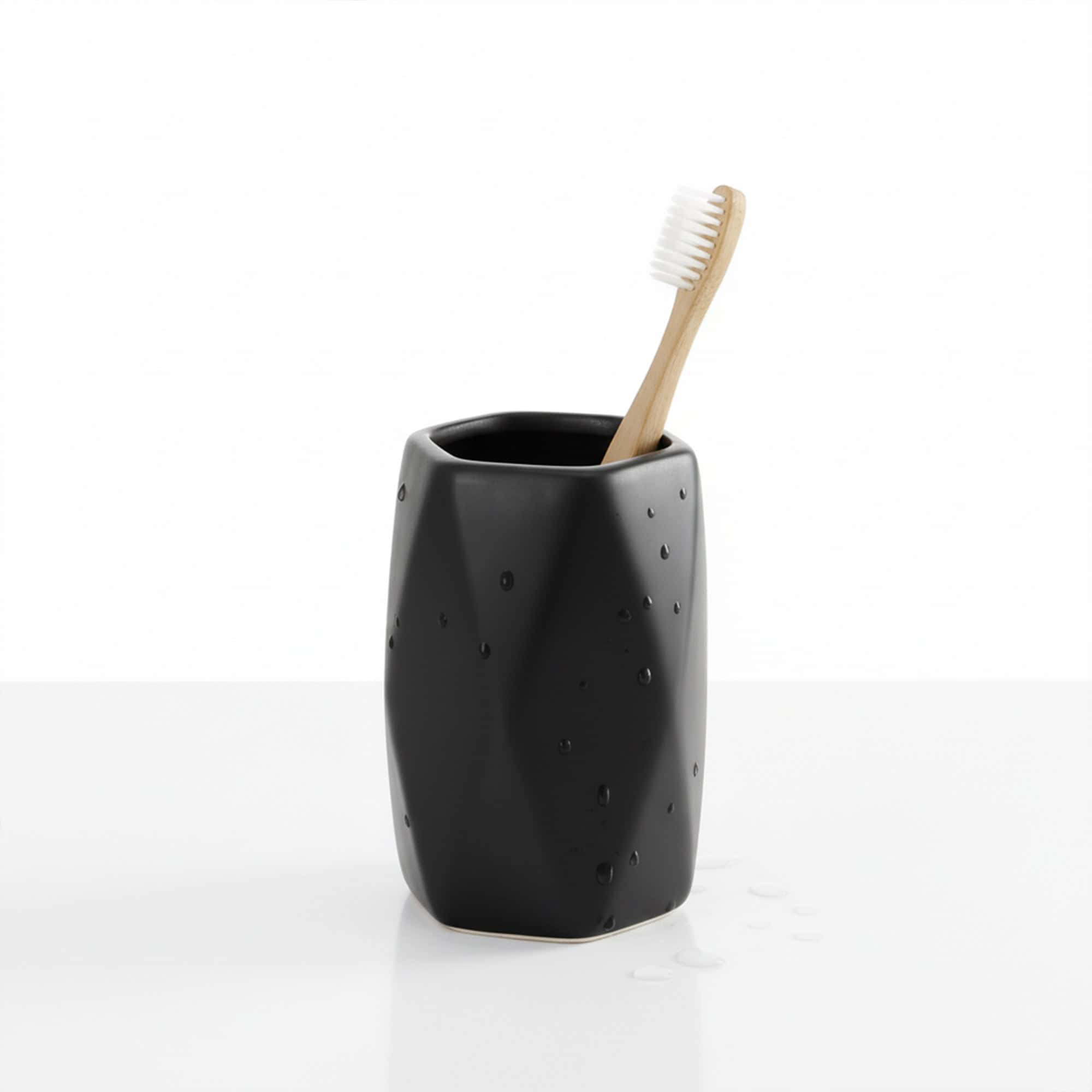 evideco-bathroom-accessories-gobelet-salle-de-bain-noir-diamant image 1