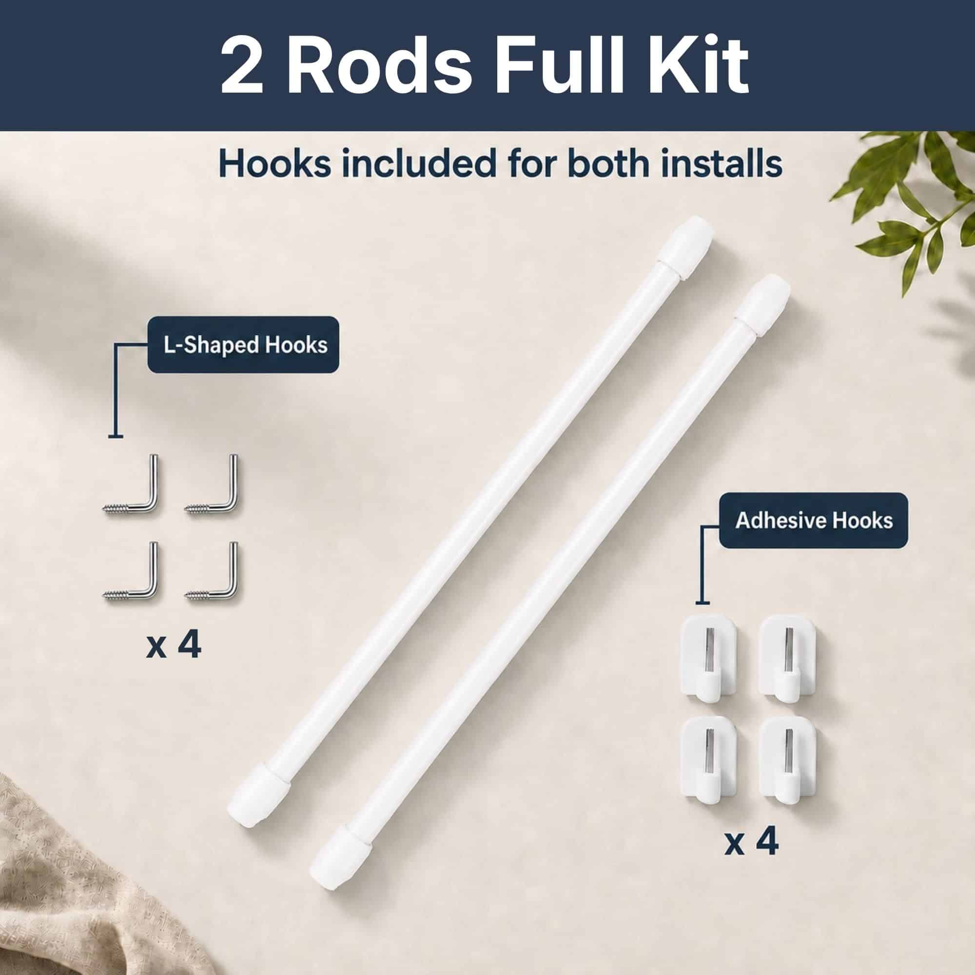 evideco-home-accessories-lot-2-tringles-caf-blanc-61-81-cm-crochets image 1