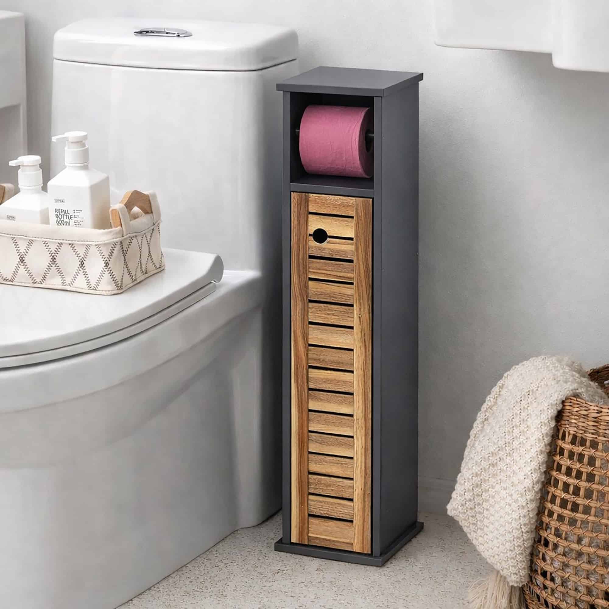 evideco-elements-meuble-wc-papier-toilette-marron-gris-6-rouleaux image 2
