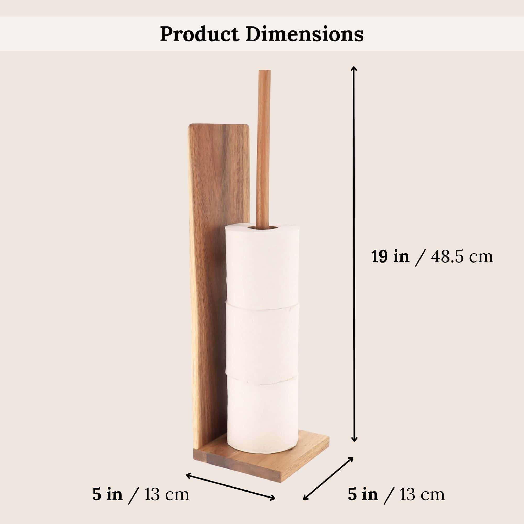 evideco-toilet-seats-porte-papier-toilette-sur-pied-acacia-bois-4-rouleaux image 4