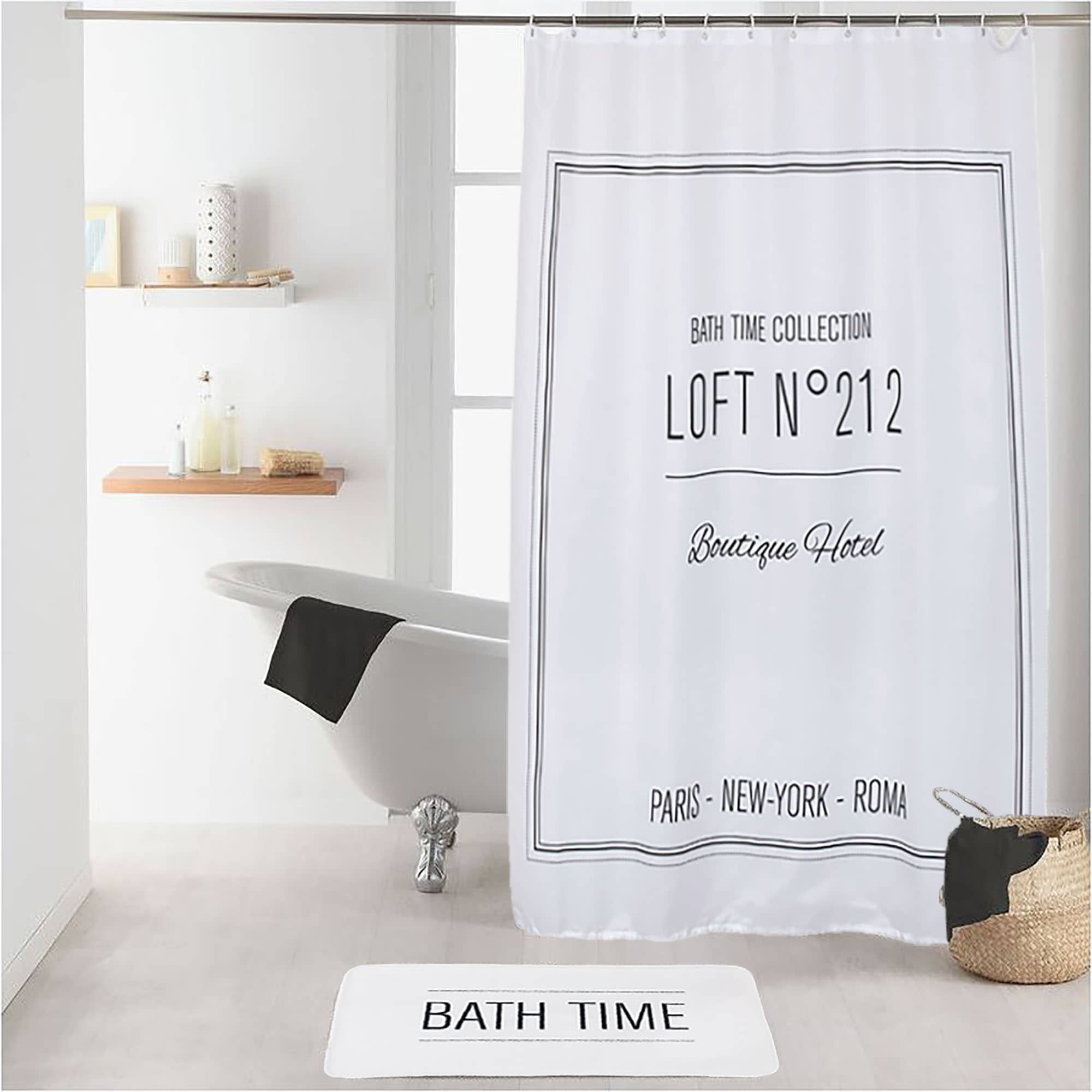 evideco-tapis-de-bain-microfibre-bath-time-blanc-noir-30x18 image 5