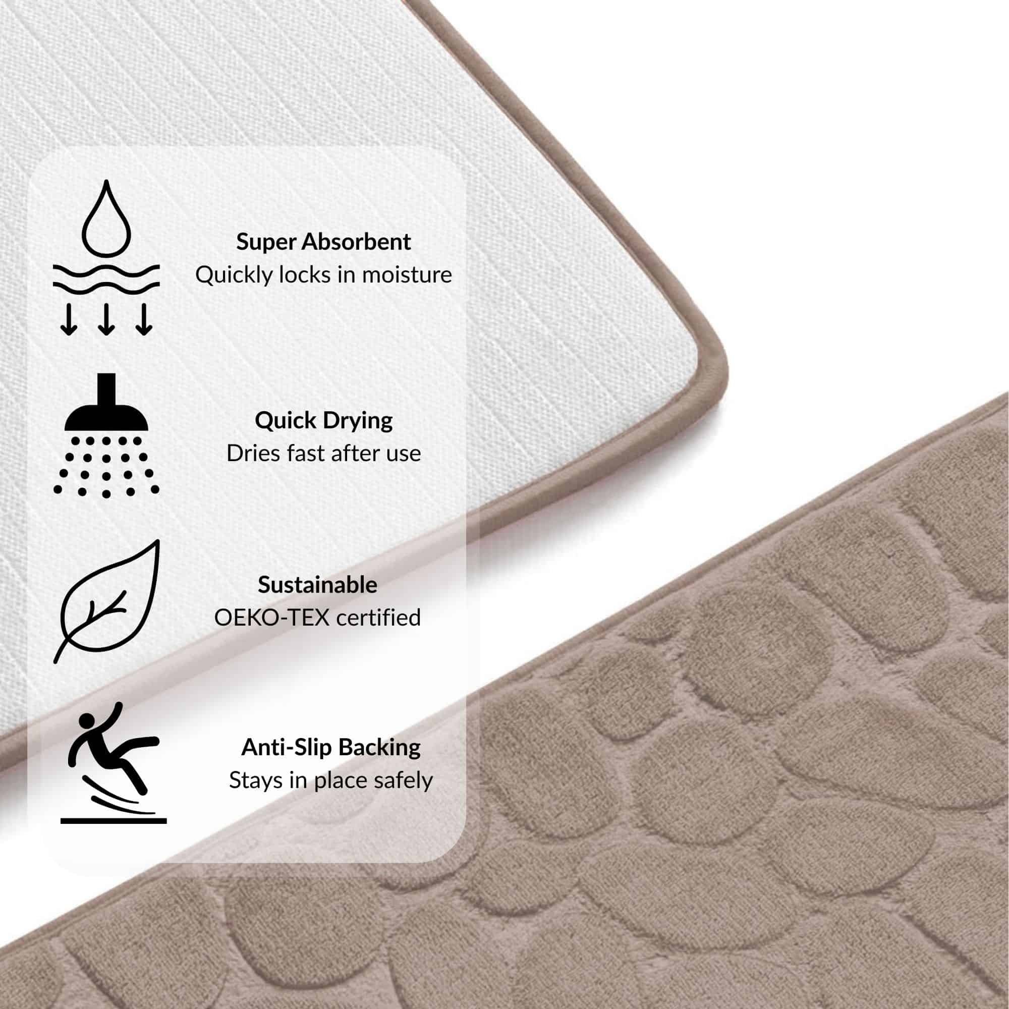 evideco-bathroom-mats-tapis-salle-de-bain-taupe-m-moire-lot-3 image 3