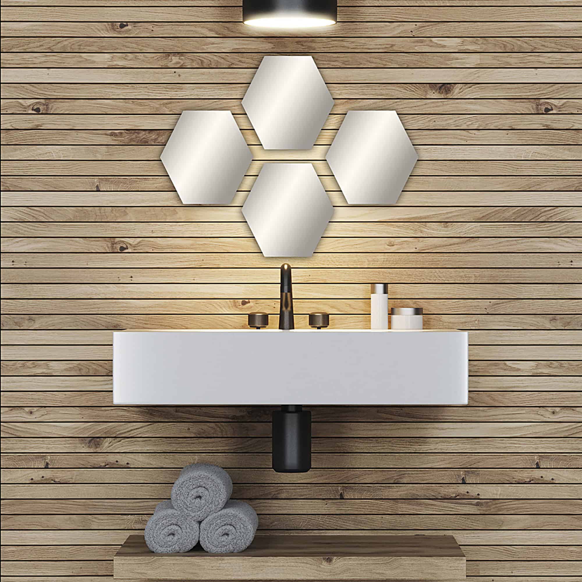 evideco-miroir-adh-sif-hexagonal-lot-4-pour-salle-de-bain image 4