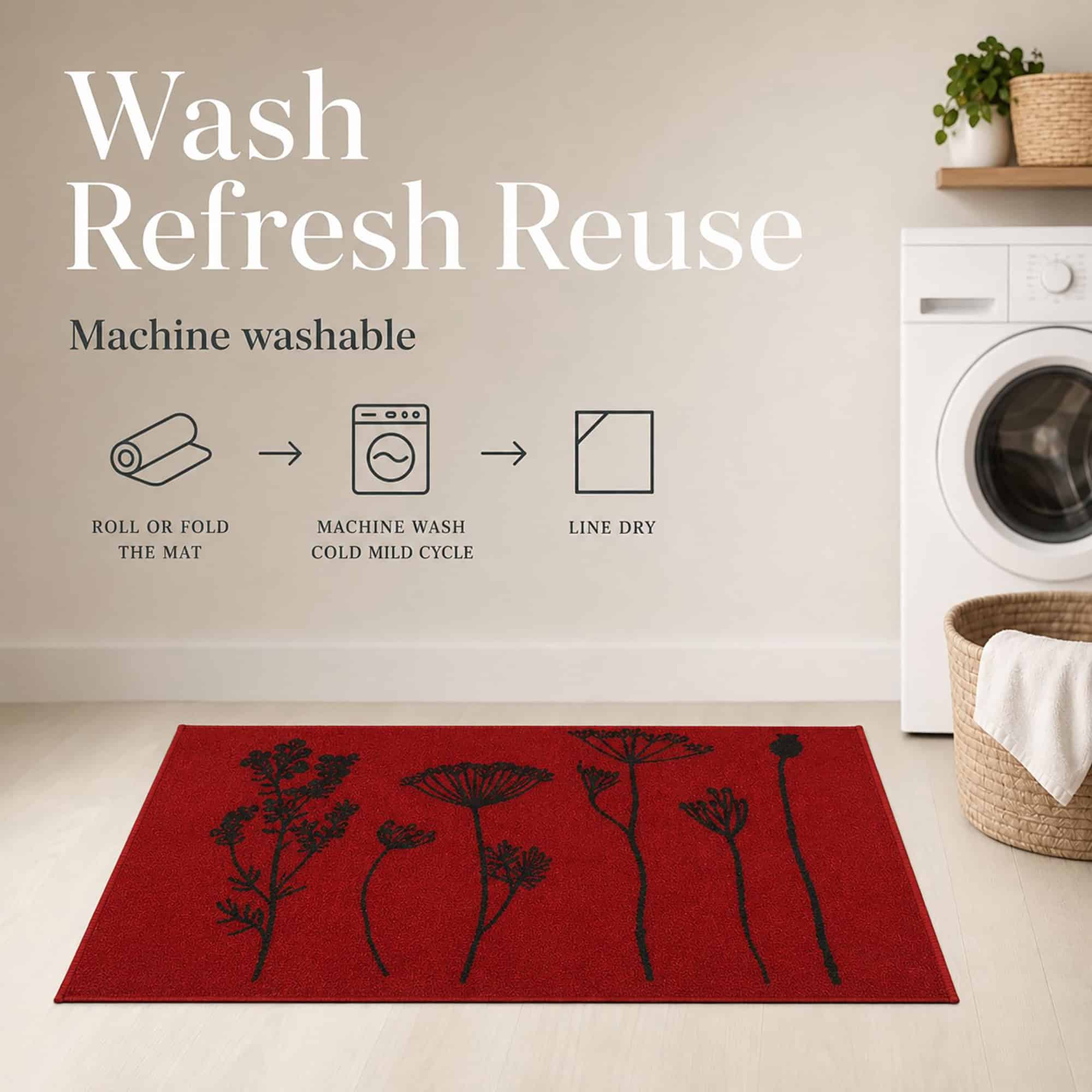 evideco-wool-effect-wildflowers-tapis-cuisine-rouge-noir-81x50-cm image 6