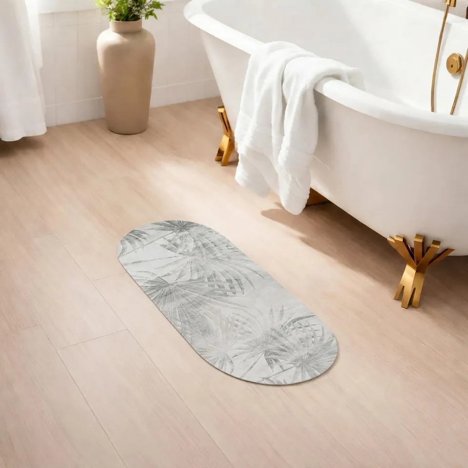 evideco-palm-breeze-tapis-salle-de-bain-gris-palmier-100x45 image 1