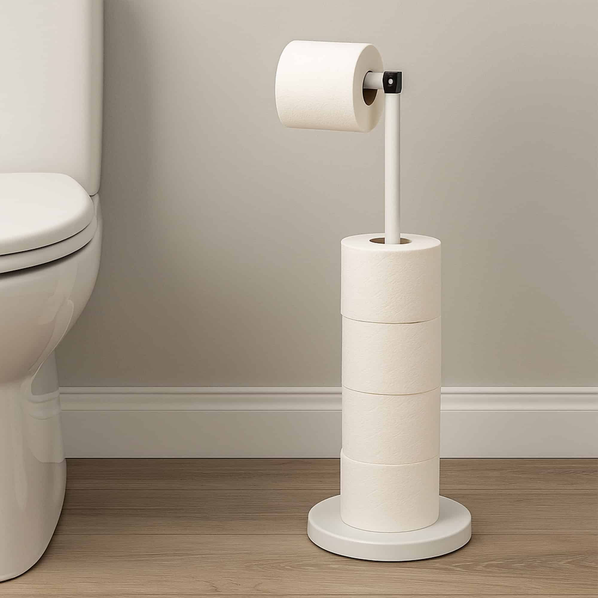 evideco-porte-papier-toilette-blanc-bras-pliable-avec-r-serve-m-tal image 2