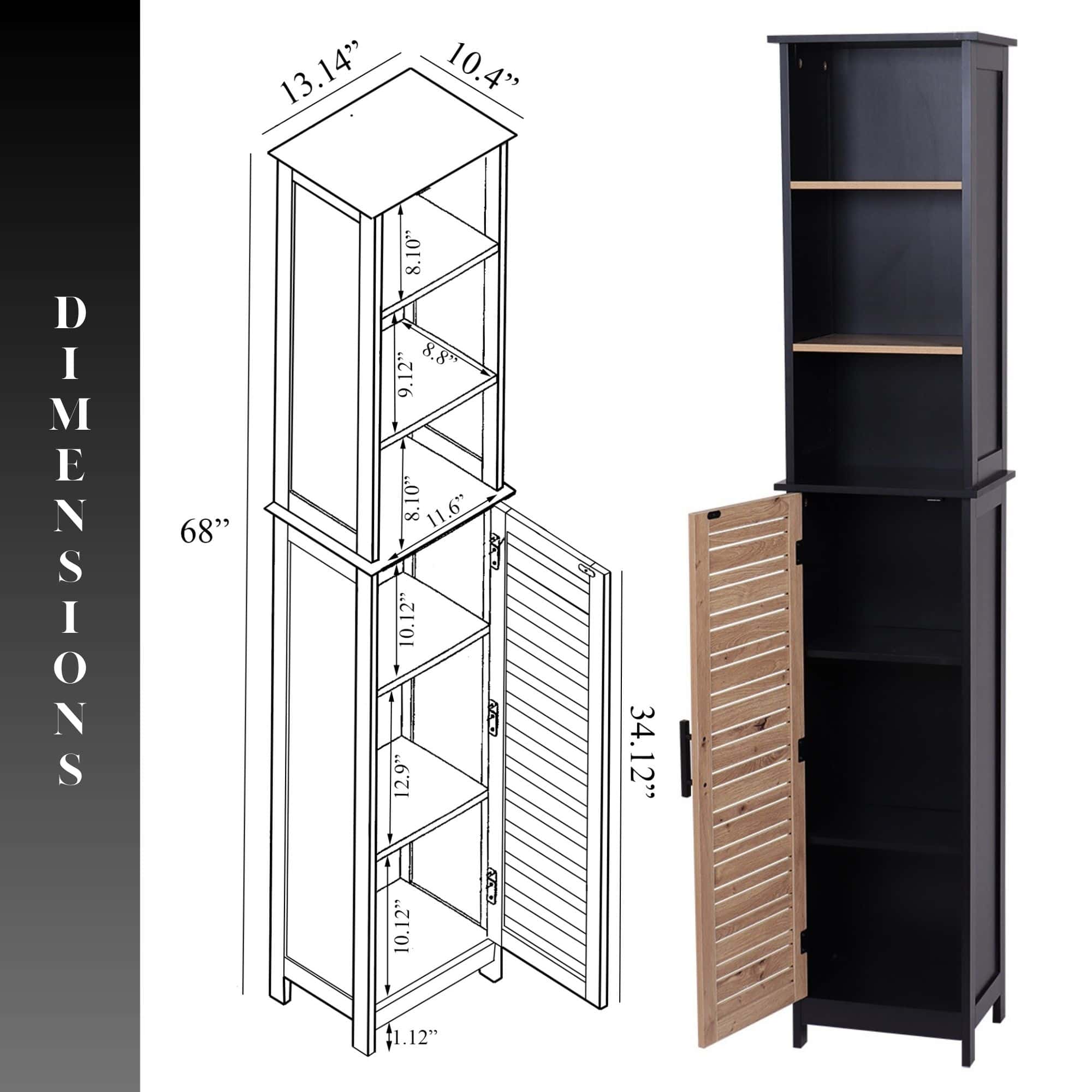 evideco-bergen-armoire-de-salle-de-bain-noir-et-marron image 4