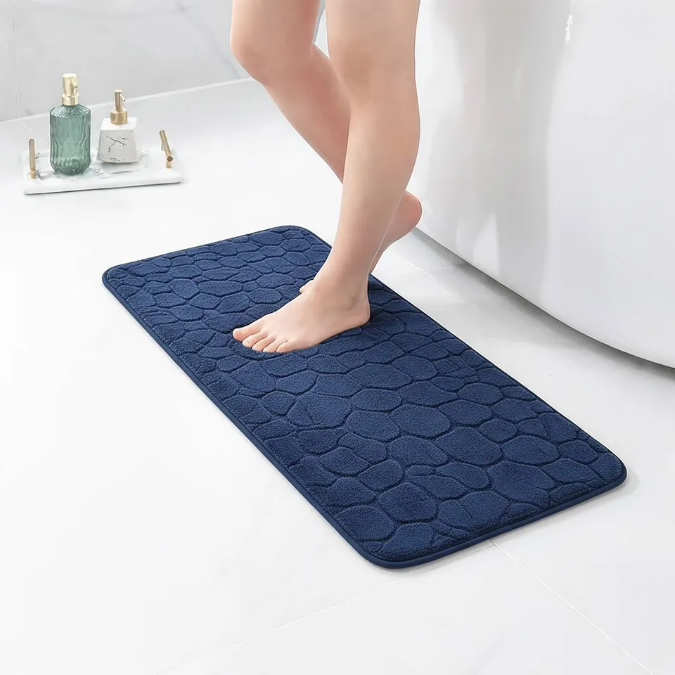 evideco-memory-foam-runner-tapis-de-bain-bleu-marine-122x46-cm image 1
