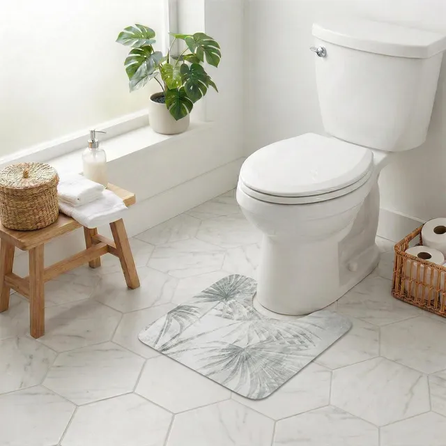 evideco-palm-breeze-tapis-contour-wc-gris-50x46-cm image 1